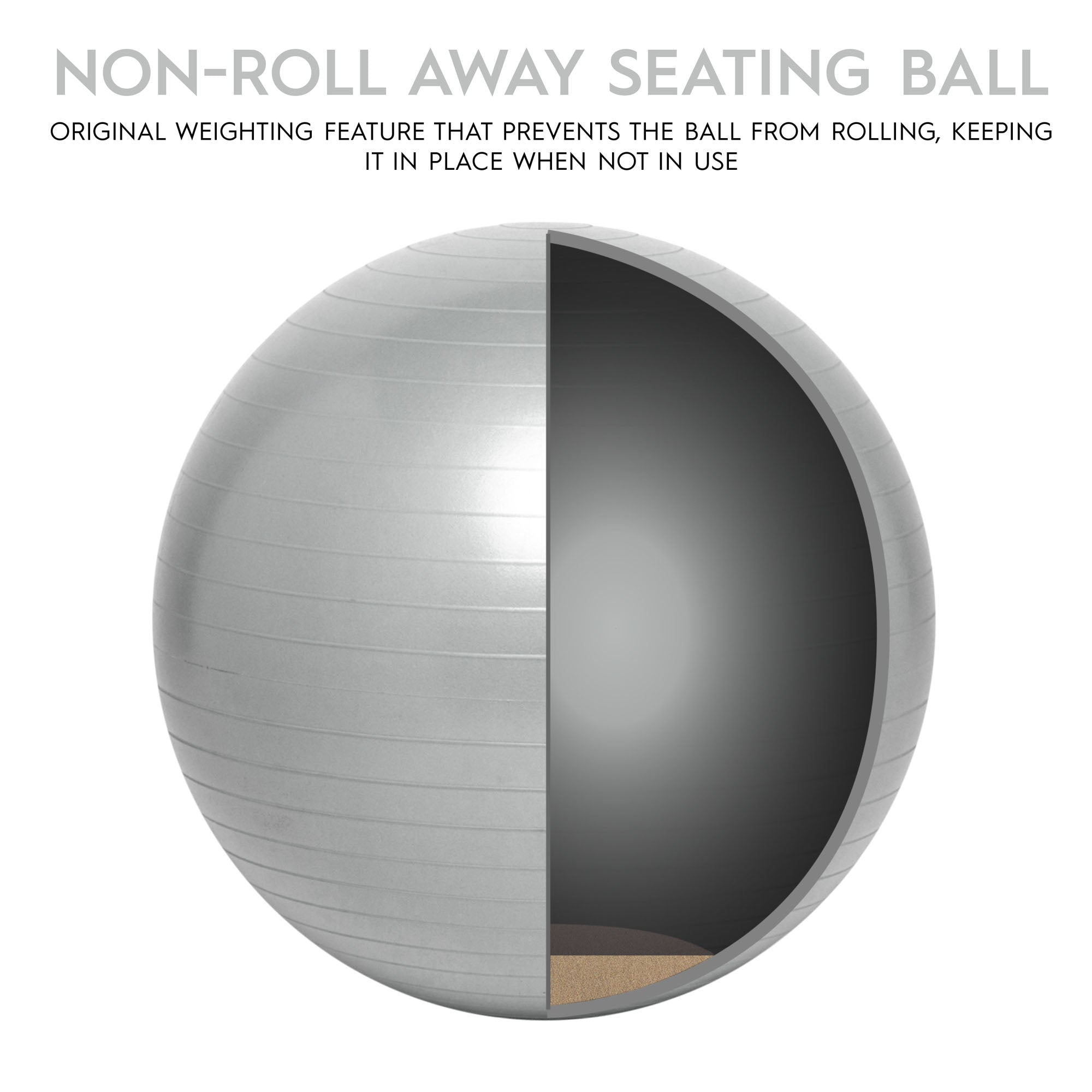 Bouncyband 55cm Balance Ball - Dynamic Silver Stability Ball for Active Sitting, Office & Home Workout, Yoga & Fitness - Improves Posture & Core Strength