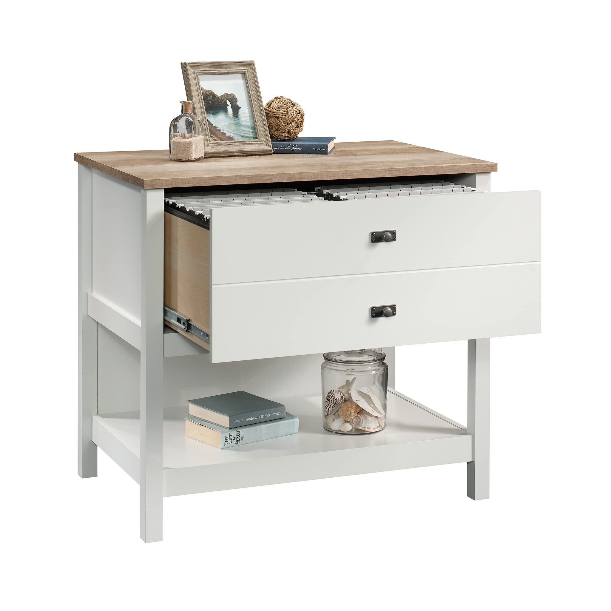 Sauder Cottage Road 1-Drawer Lateral File Cabinet - Soft White Finish - Home Office Storage Solution for Documents & Supplies
