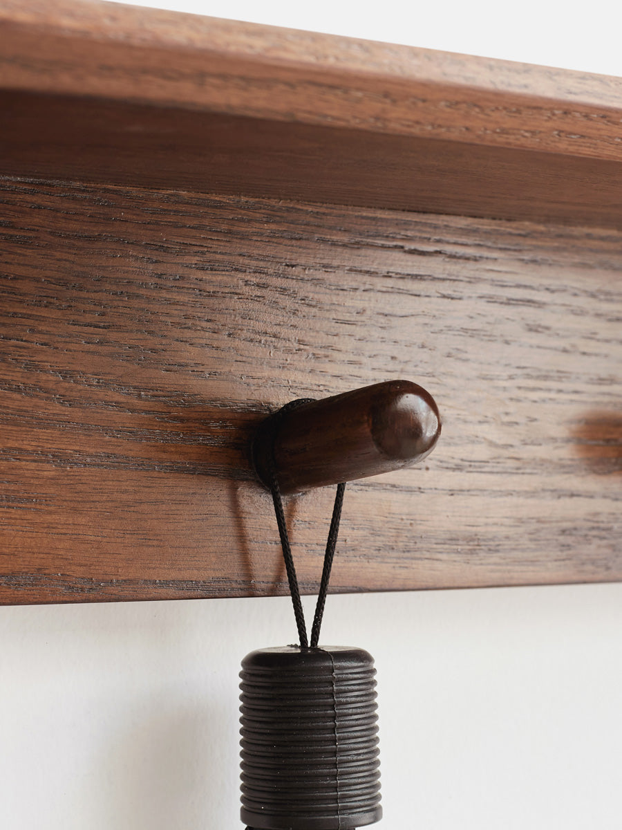 Solid Oak Wood Shoe Stool with Hanger - Space Saving Entryway Storage Cabinet for Shoes, Hats & Coats - Perfect for Small Apartments, Mudrooms & Closet Organization