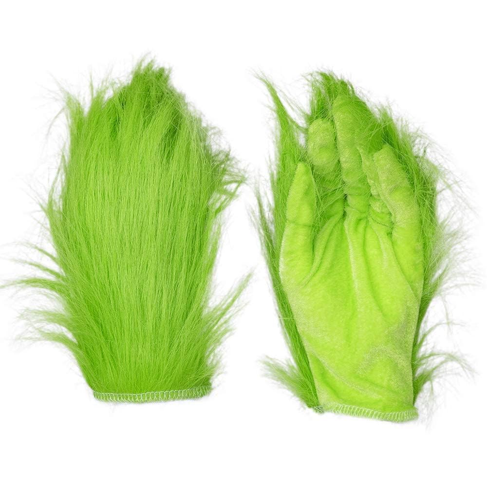 Saoniang Christmas Cosplay Gloves - Santa Costume Gloves for Holiday Parties & Festive Events - Green Velvet Gloves for Christmas Costumes, Cosplay, and Winter Celebrations