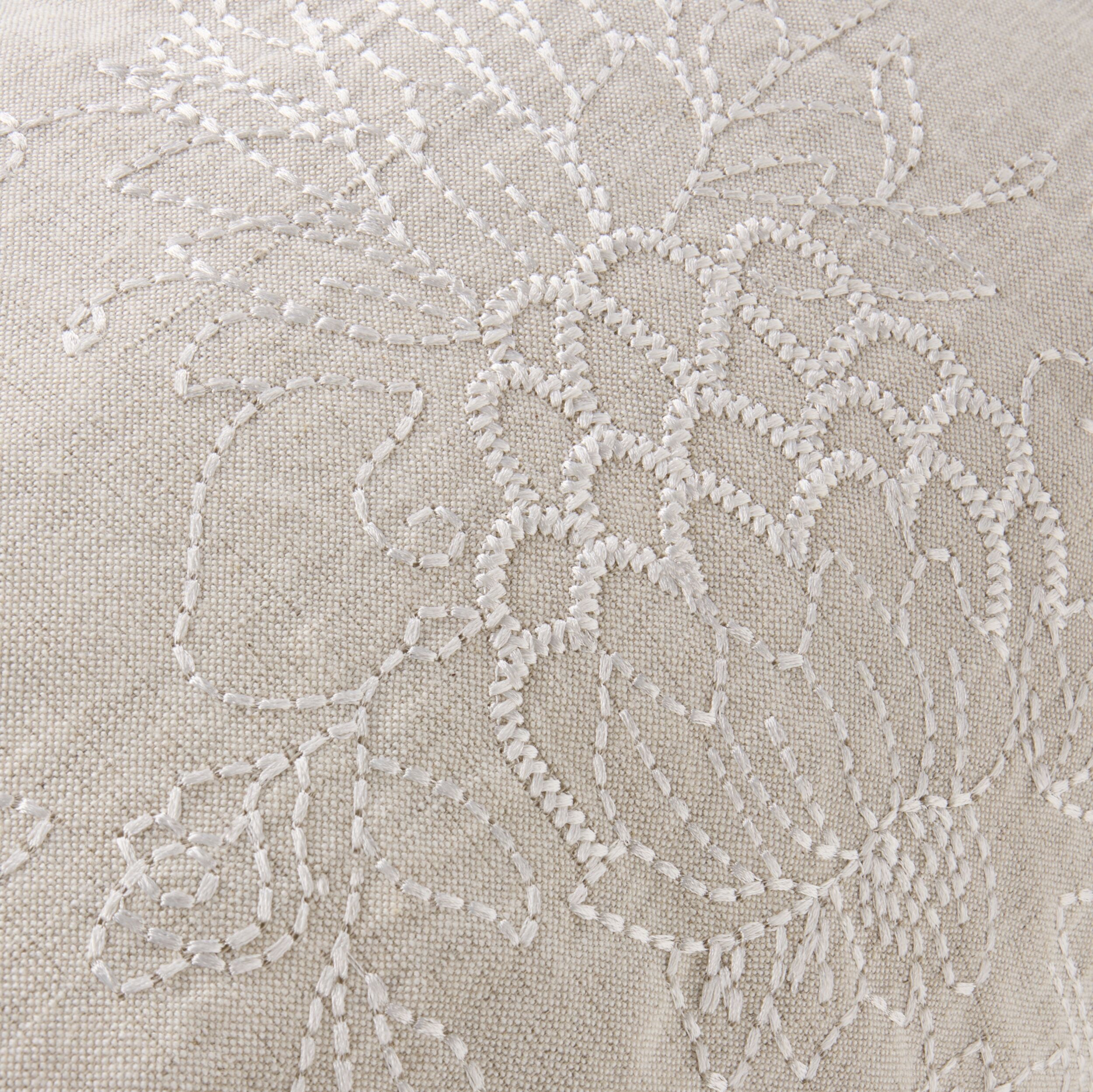 Anais Embroidered Linen Cushion Cover 40x60cm - Natural Cotton Decorative Pillow Case for Sofa, Bed & Home Decor