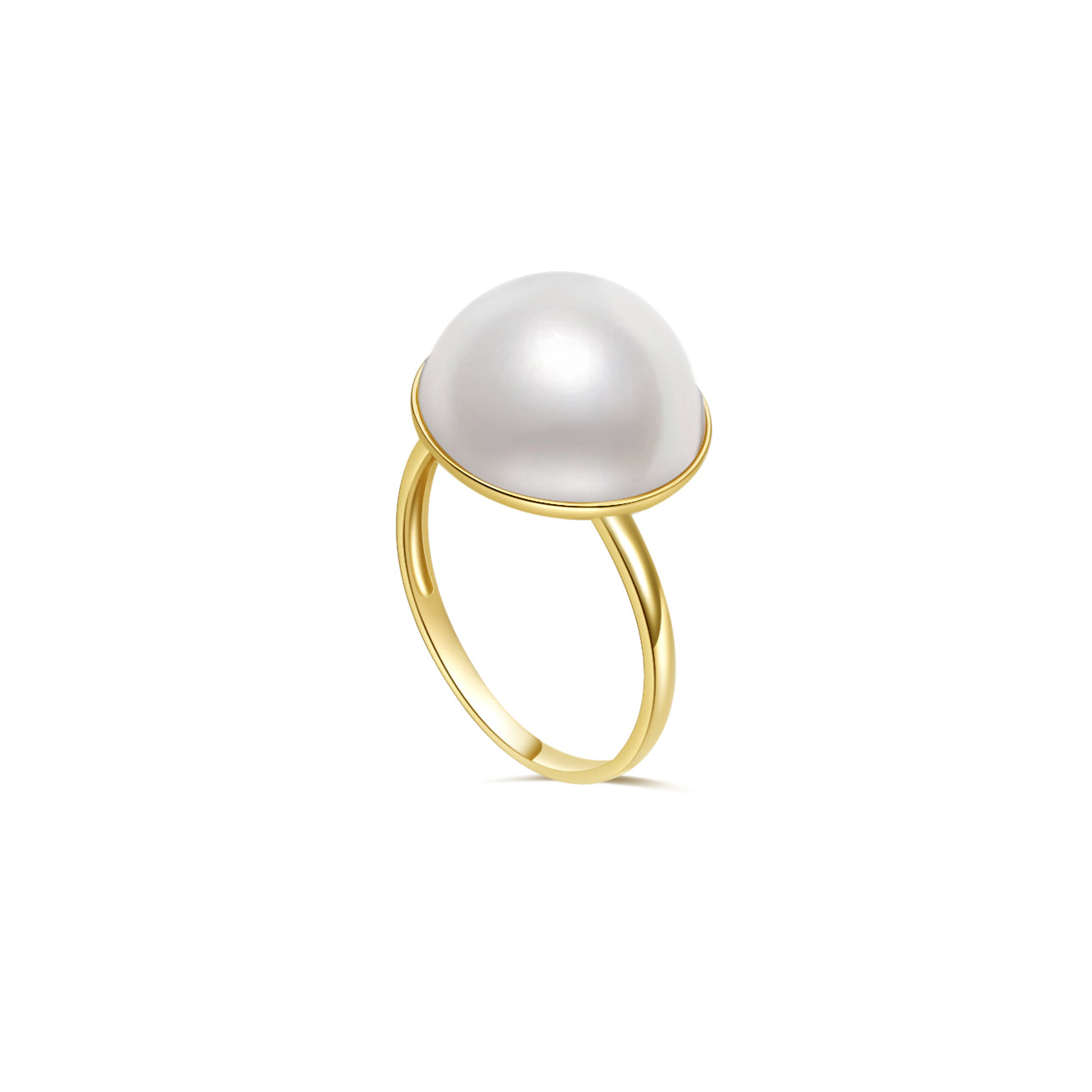18K Gold Mabe Pearl Ring KR00075 | Elegant Dome Pearl Jewelry for Women, Perfect for Weddings, Anniversaries & Special Occasions
