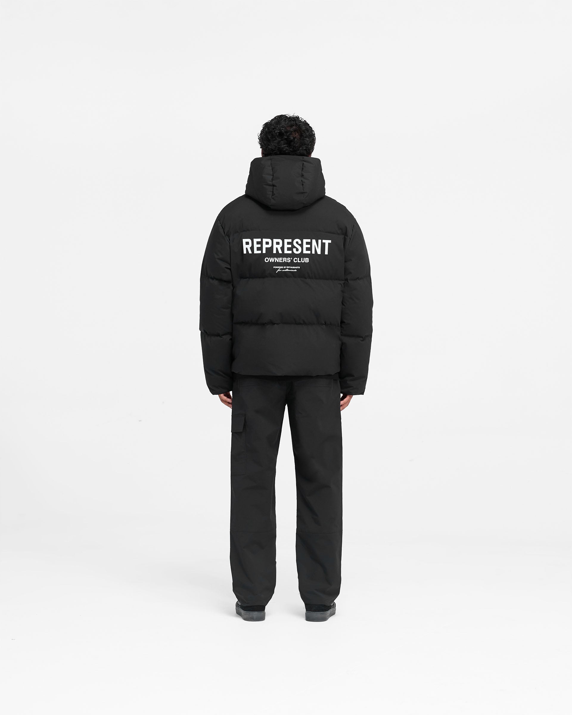 Represent Owners Club Hooded Puffer Jacket - Black | Winter Warm Fashion Coat for Men & Women | Perfect for Streetwear, Urban Outfits & Cold Weather