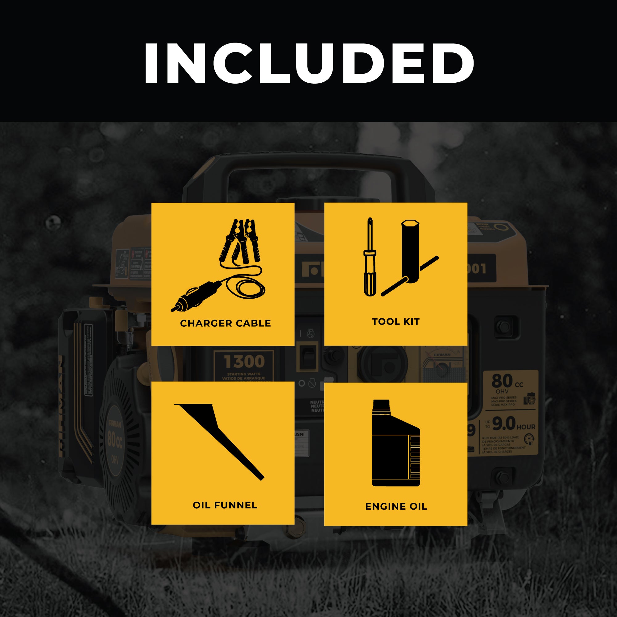 1300W Portable Gas Generator with Recoil Start - Reliable Power for Camping, Emergencies & Outdoor Activities