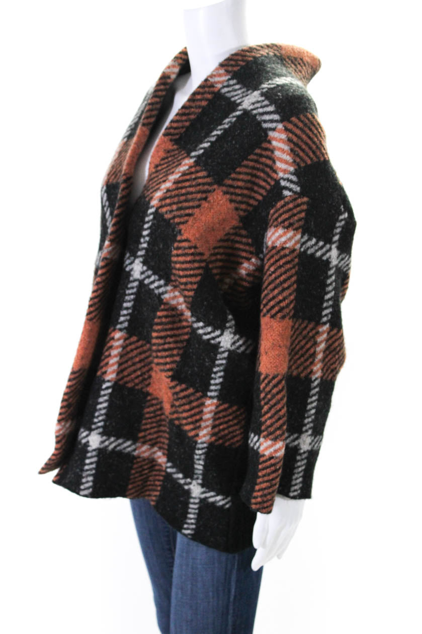 Women's Orange Plaid Jacket - Stylish Fall Outerwear for Casual Wear & Outdoor Activities