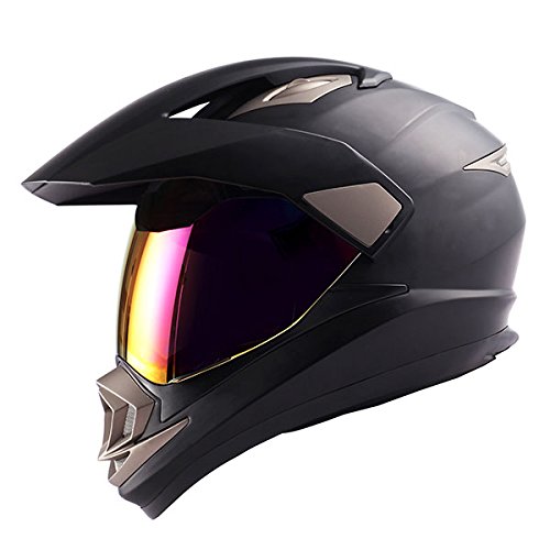 1Storm Dual Sport Motorcycle Helmet - Full Face Motocross & Off-Road Bike Helmet (Matte Black) - Ideal for Adventure Riding, Commuting & Trail Exploration