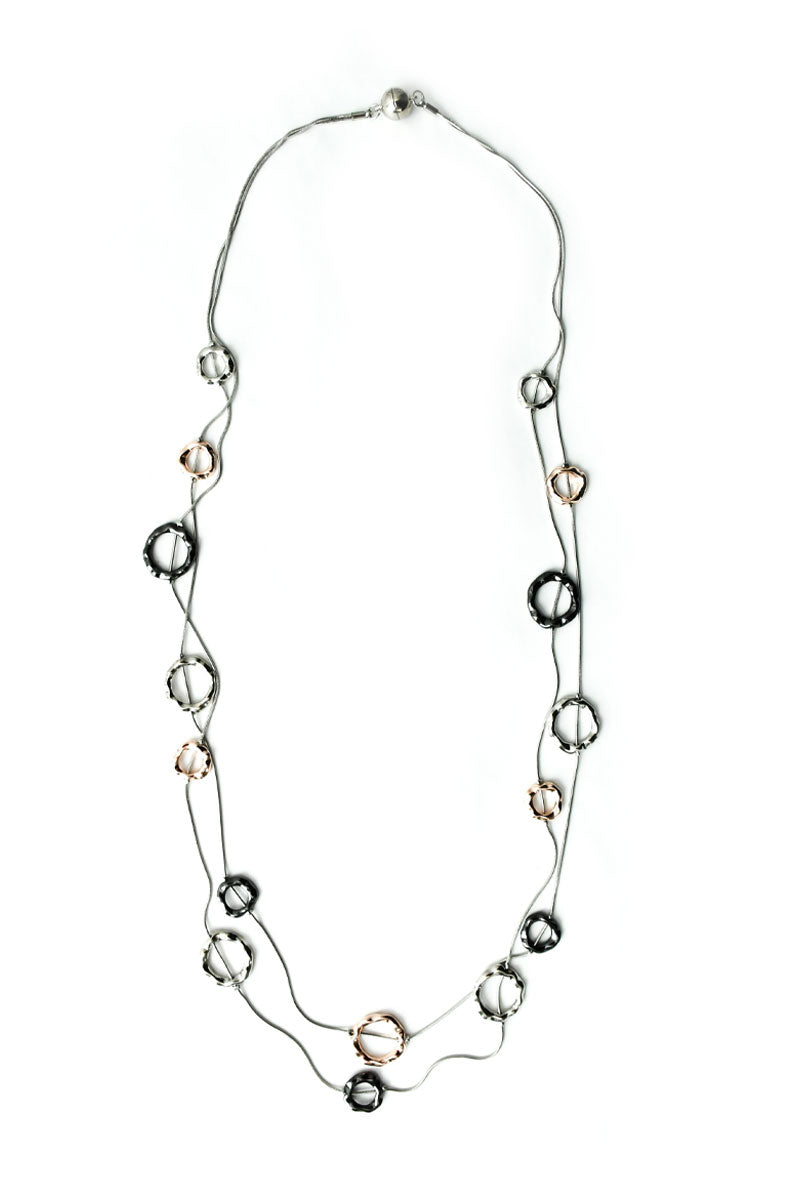 Elegant Long Circles Necklace for Women - Minimalist Gold Layered Chain Pendant - Perfect for Everyday Wear, Date Nights & Special Occasions