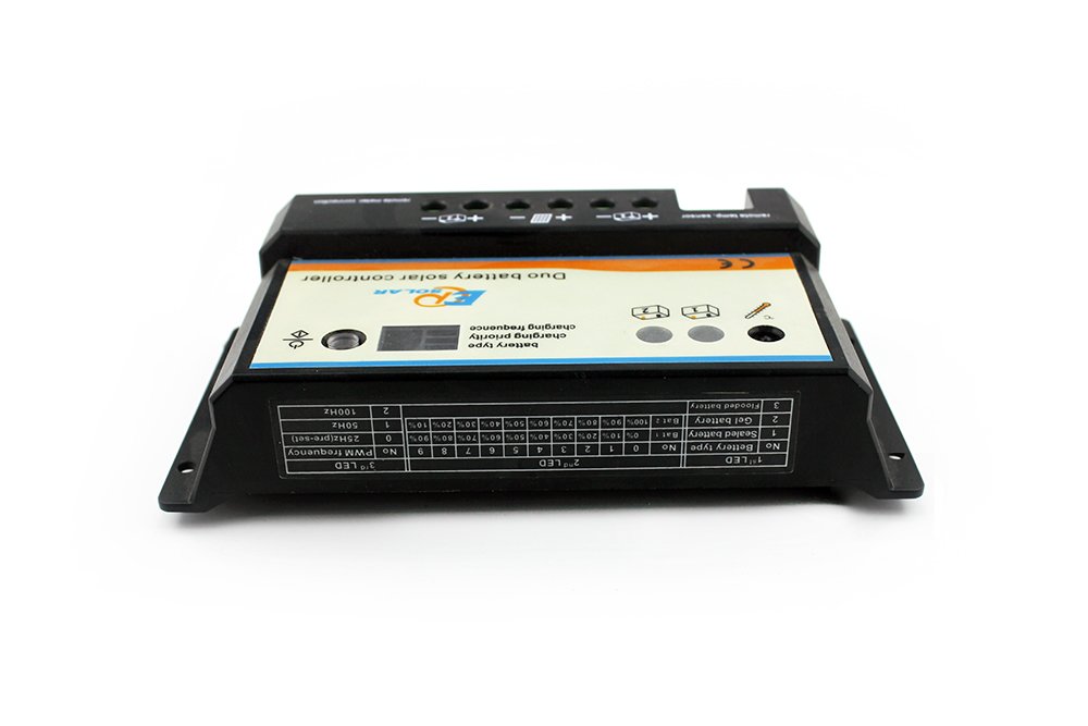 EPEVER 10A PWM Solar Charge Controller for Dual Battery - EPIPDB-COM Series | Solar Panel Charging System for RV, Boat, Off-Grid Power & Home Backup