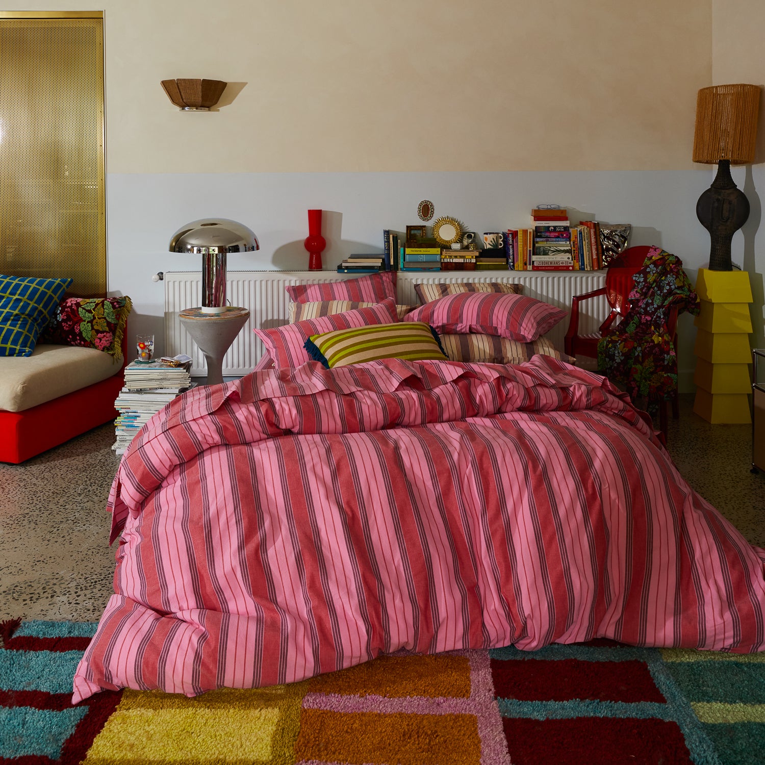 Brigitte Cotton Quilt Cover Set - Soft & Breathable Scarlet Red Bedding - Perfect for Master Bedroom, Guest Room & Cozy Home Decor