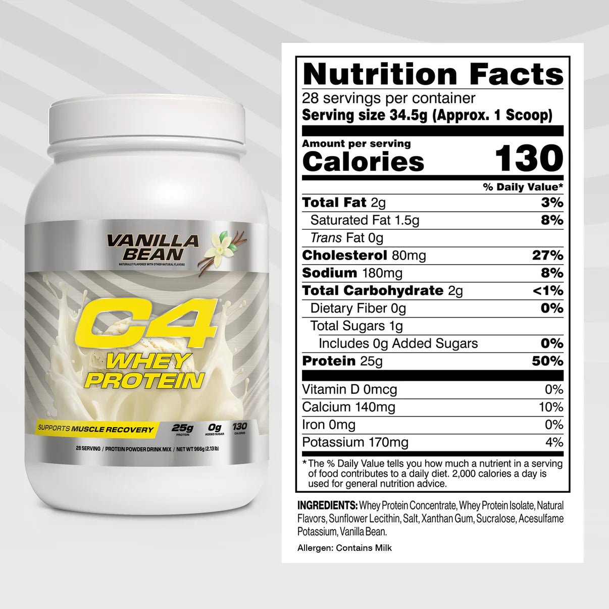 C4 Whey Protein Powder - Premium Muscle Recovery & Performance Supplement for Athletes & Fitness Enthusiasts - Post-Workout, Gym & Weight Training Support