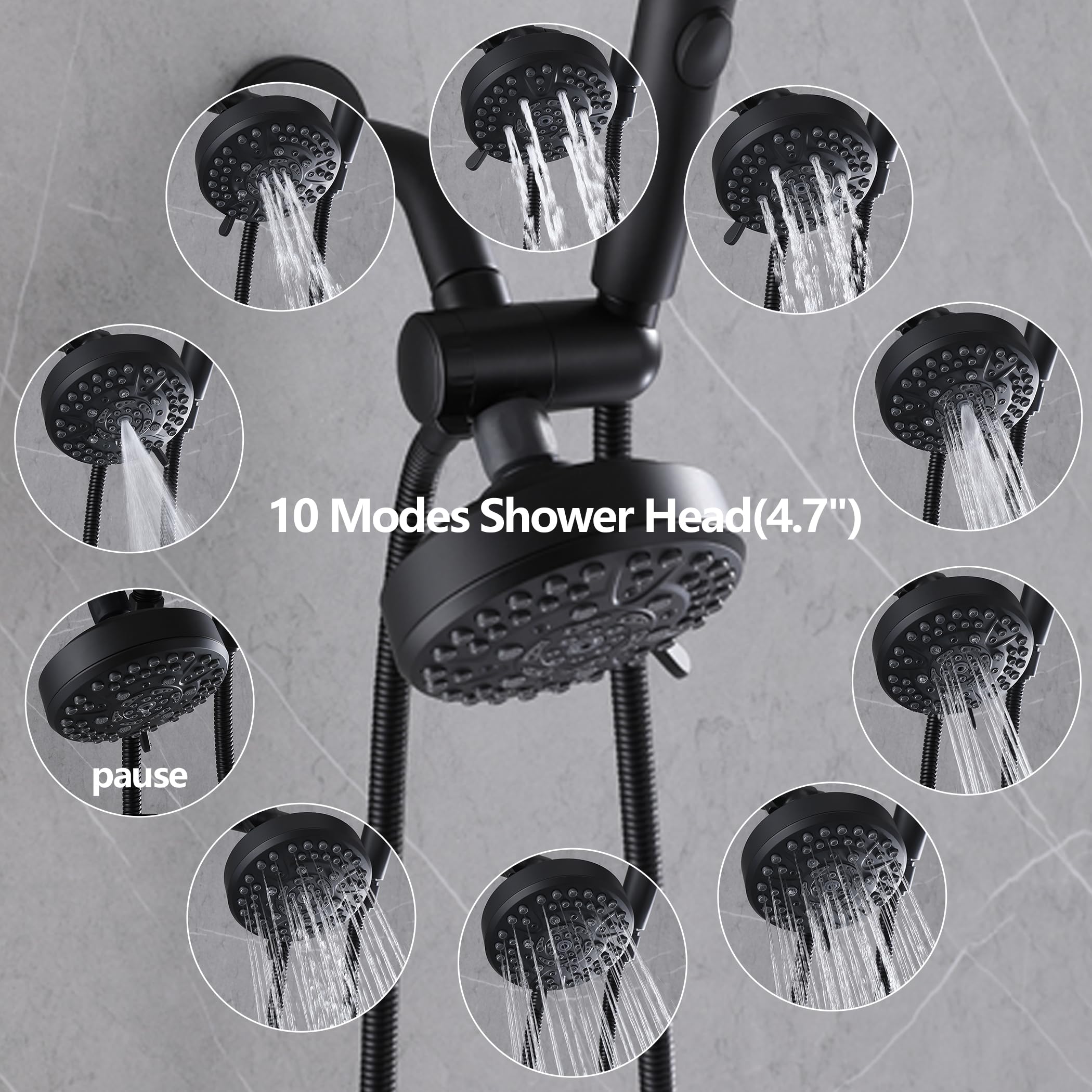 3 Handle Matte Black Tub Shower Faucet Set with Tub Spout & Valve - Complete Bathtub Shower Trim Kit for Bathroom Renovation | Perfect for Modern Home & Spa-Like Shower Experience