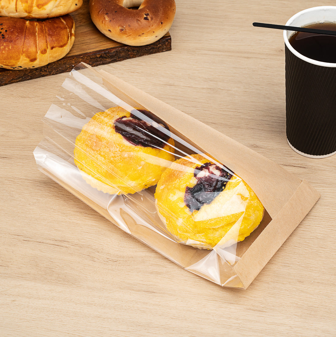 Eco-Friendly Kraft Paper Bread Bags with Side Window - 6