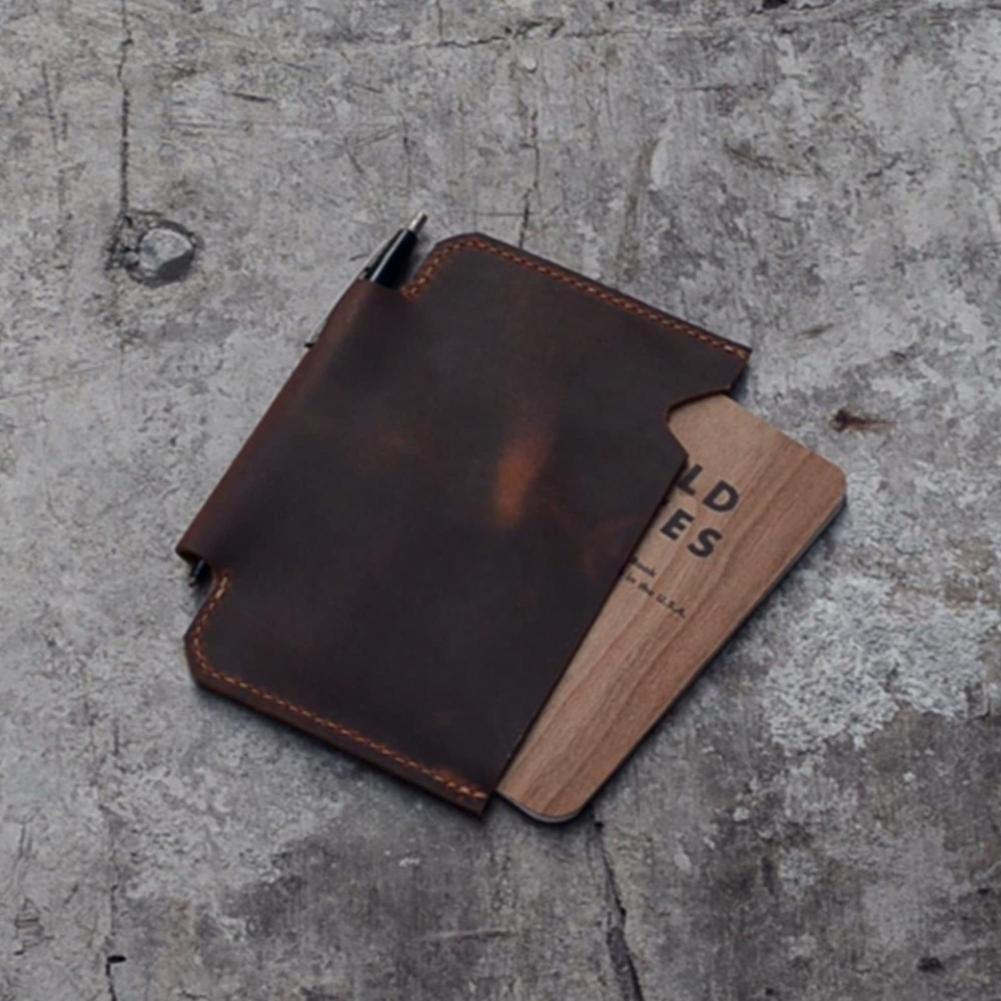 Premium Leather Field Notes Wallet Cover - Handmade Travel Journal Sleeve for Pocket Notebooks with Pencil Holder | Perfect for Outdoor Adventures, Business Travel & Daily Organization