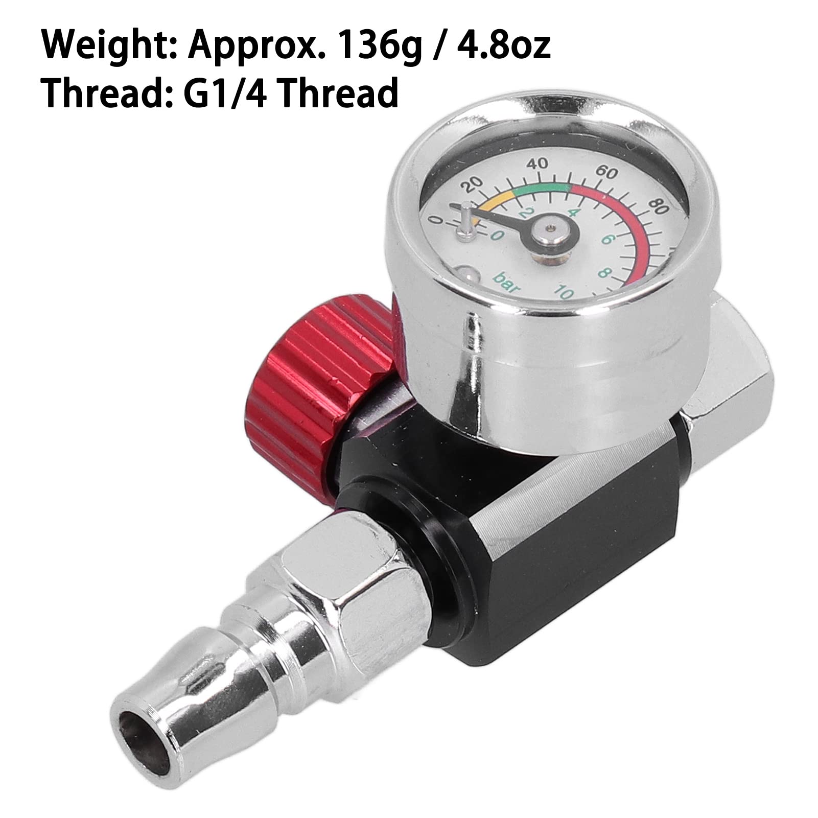 Air Throttle Regulator Valve with Pressure Gauge for Spray Guns - Professional Paint Sprayer & Air Tool Accessory for Automotive, Woodworking & DIY Projects