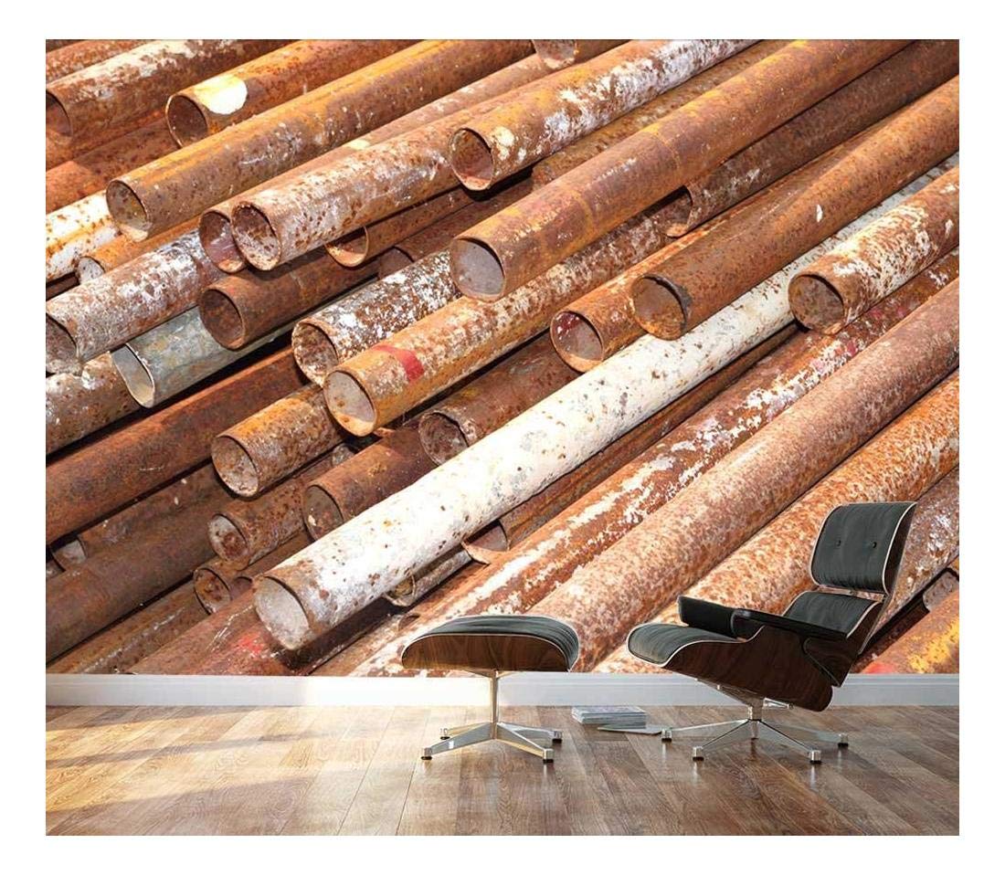 wall26 - Metal Pipe Stack on Shelf - Peel and Stick Removable Wall Mural | Self-Adhesive Large Wallpaper - 100x144 inches - Perfect for Home Office, Living Room & Industrial Decor