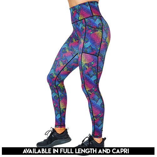 Rainbow Turtle Print Yoga Leggings for Women - High Waisted Stretchy Workout Pants - Perfect for Yoga, Running & Casual Wear