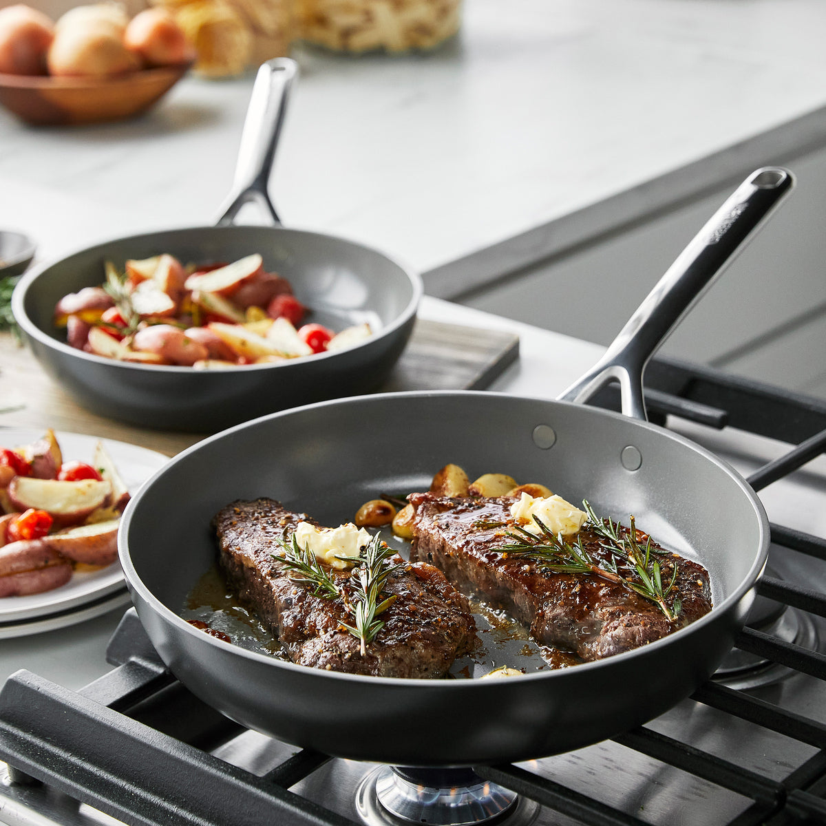 GP5 Colors Ceramic Nonstick 11-Piece Cookware Set with Mirror Handles - Safe PFOA-Free Coating | Perfect for Frying, Boiling & Sauteing | Cocoa Brown Kitchen Essentials for Home Cooking & Entertaining