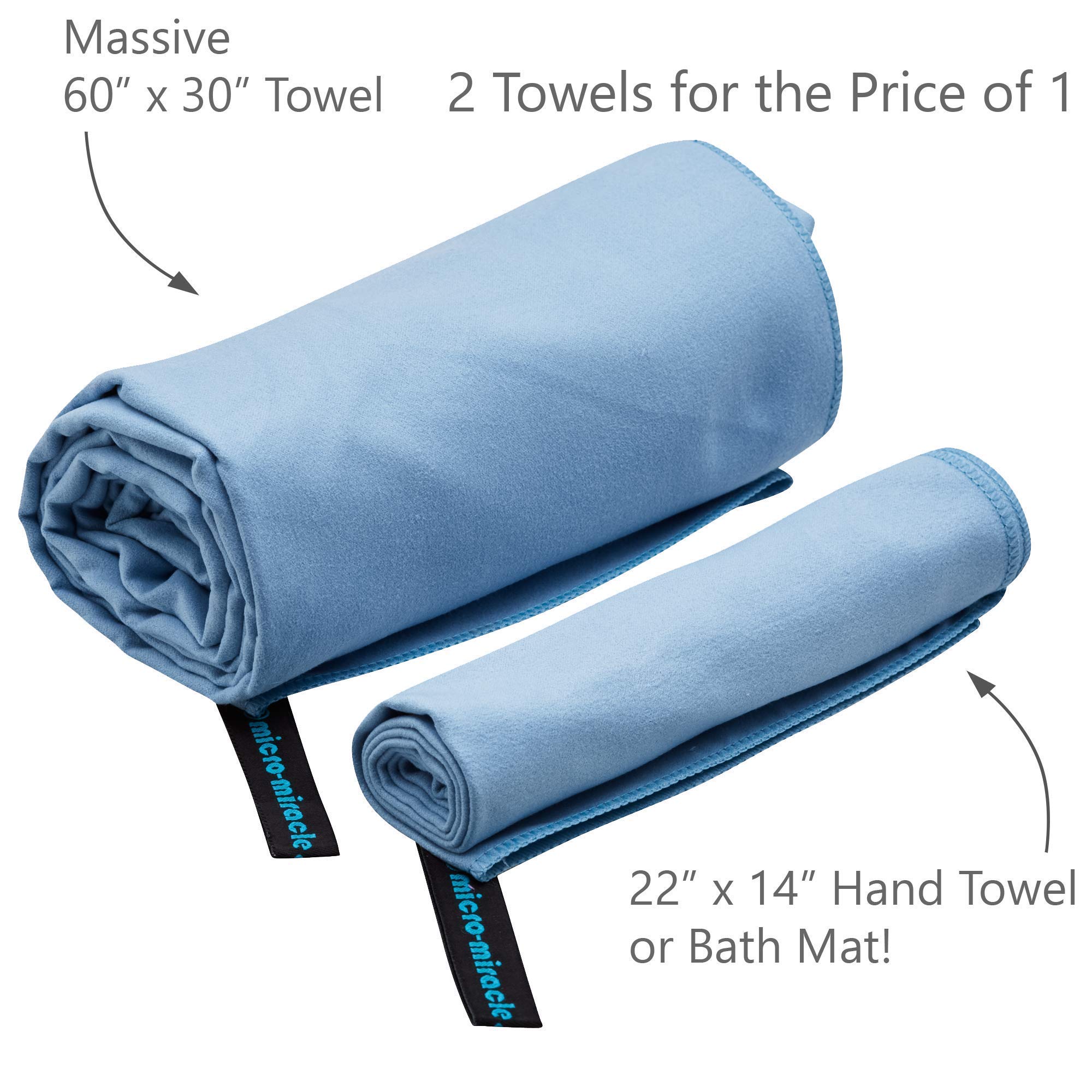 **XXL Quick Dry Microfiber Travel Towel - 2 Pack Ultra Soft, Lightweight & Compact for Gym, Swimming, Hiking, Camping, Beach & RV - Perfect for Sports, Travel & Outdoor Adventures**