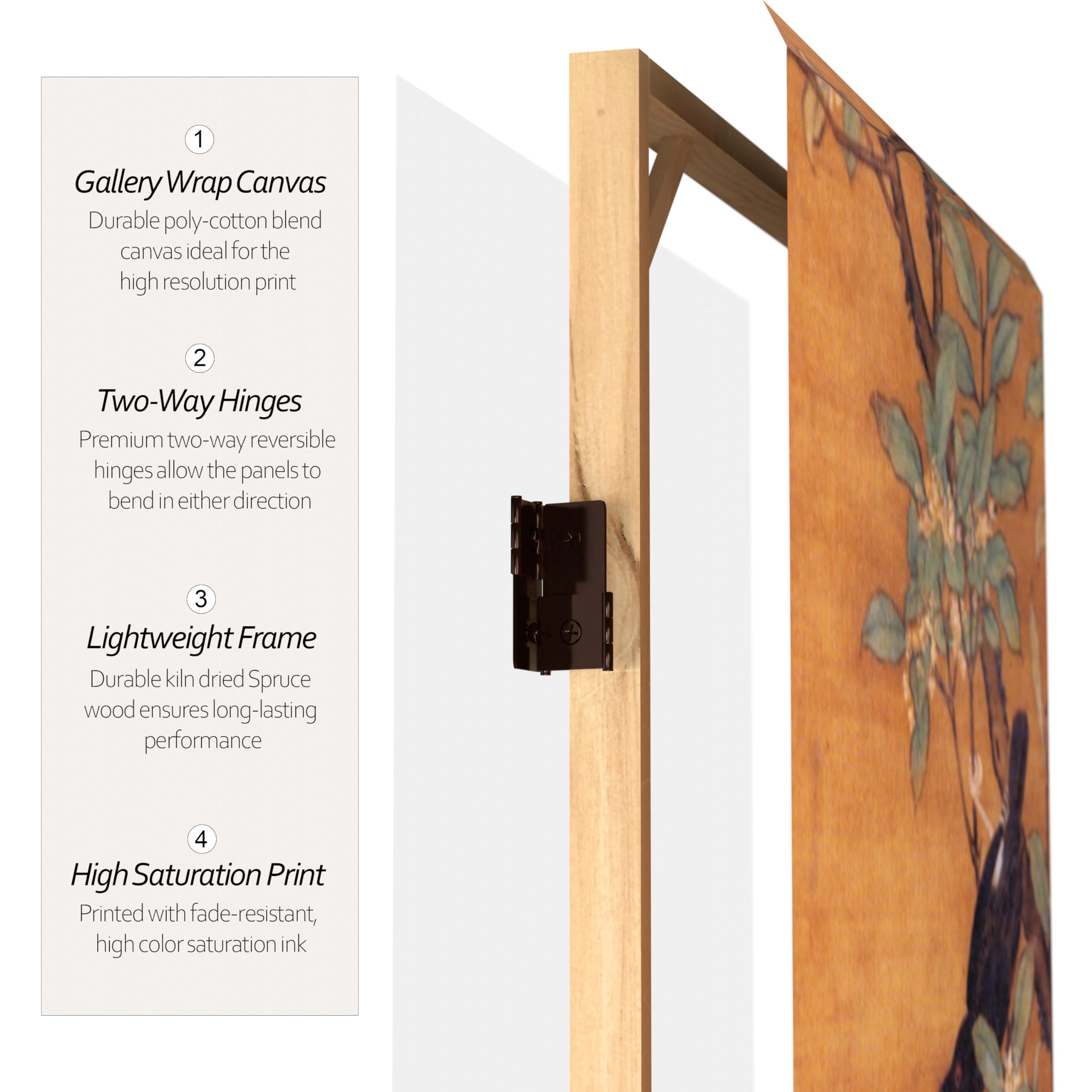 6 ft. Tall Double Sided Chinese Landscape Canvas Room Divider - Handcrafted Oriental Folding Screen with Brown Wood Frame | Perfect for Home Decor, Office Partition & Asian-Themed Spaces