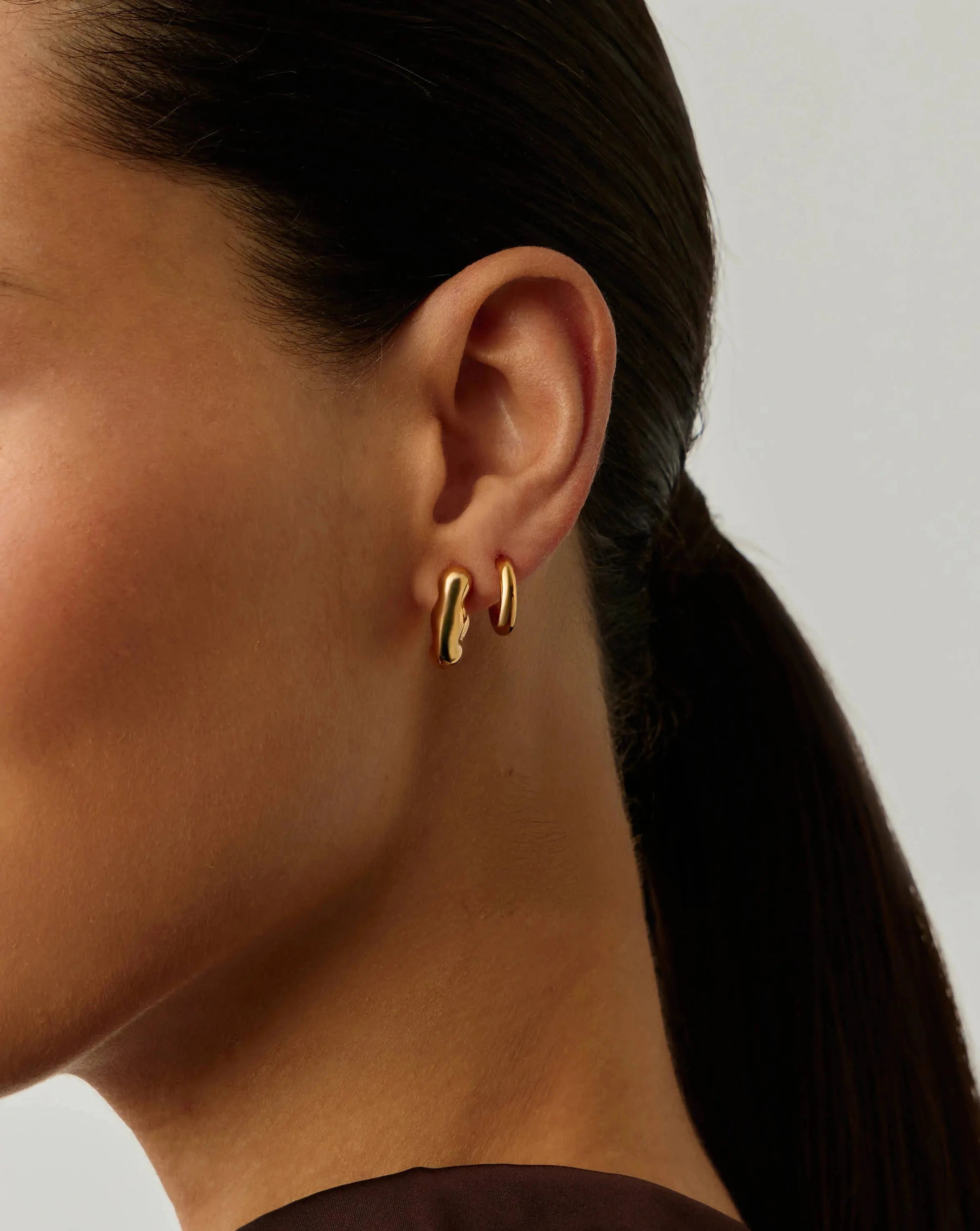 Eny Puffy Small Hoop Earrings - 18K Gold Plated Dainty Huggie Earrings for Women | Perfect for Everyday Wear, Date Nights & Gifts