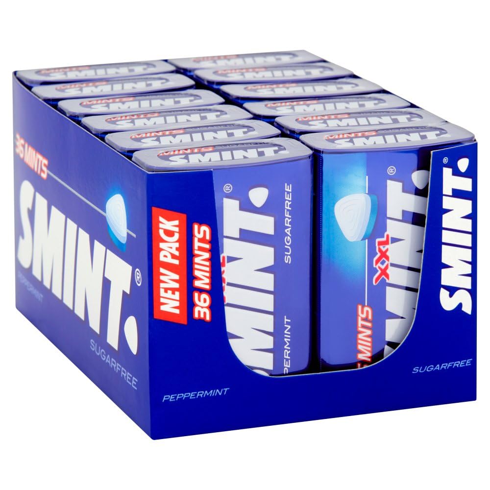 SMINT Sugar-Free Peppermint Mints in 12 Metal Tins | Fresh Breath Dental Care | Perfect for Office, Travel & After Meals
