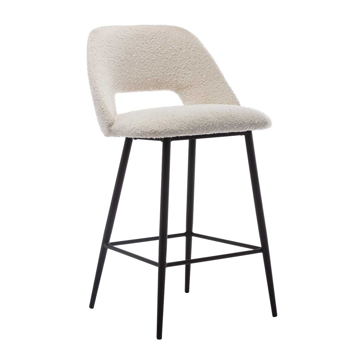 Belmont Boucle Bar Stool - Modern Upholstered Counter Height Stool with Swivel Base for Kitchen Island, Breakfast Nook & Home Bar - Comfortable & Stylish Seating for Dining & Entertaining