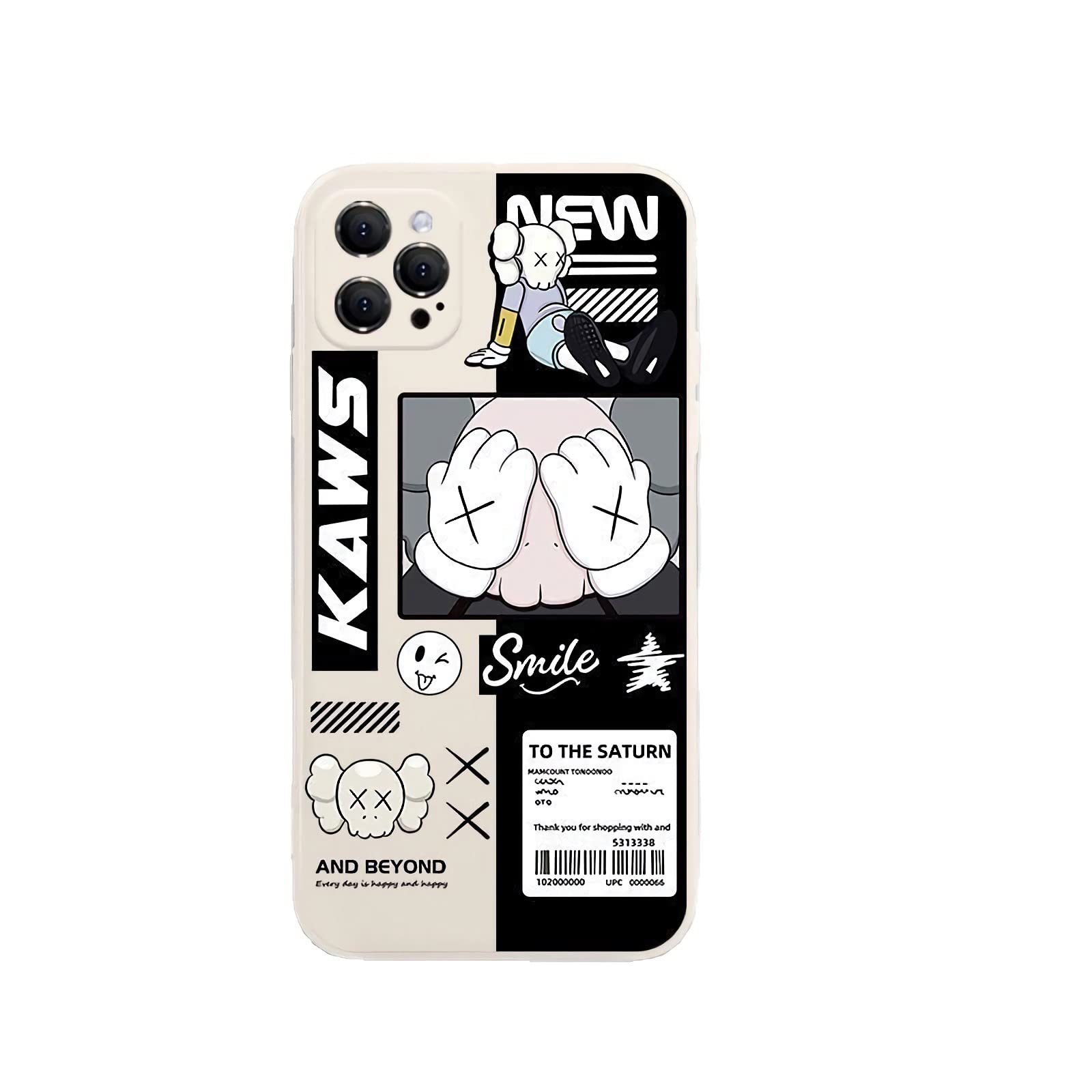 Stylish Cute Cartoon Bear Phone Case for iPhone 13 Pro Max - Trendy Street Fashion Protective Cover (White) | Perfect for Everyday Use, Travel & Fashion Accessories