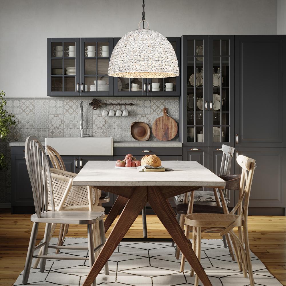 Remi 5-Light Modern Woven Rattan Pendant Light Fixture - Perfect for Dining Room, Kitchen Island, or Living Room Ceiling Lighting