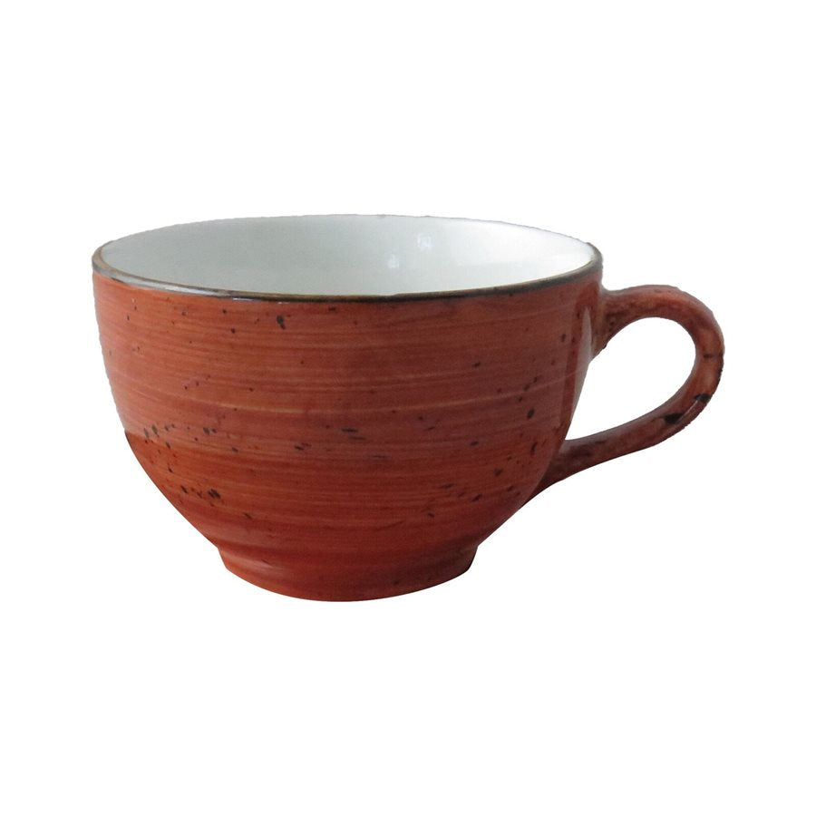 Continental Rustics 10 Oz Cappuccino Cups - Set of 24 Terra Cotta Coffee Mugs for Home, Cafe & Restaurant Use - Durable Ceramic Espresso Cups for Latte, Tea & Hot Beverages
