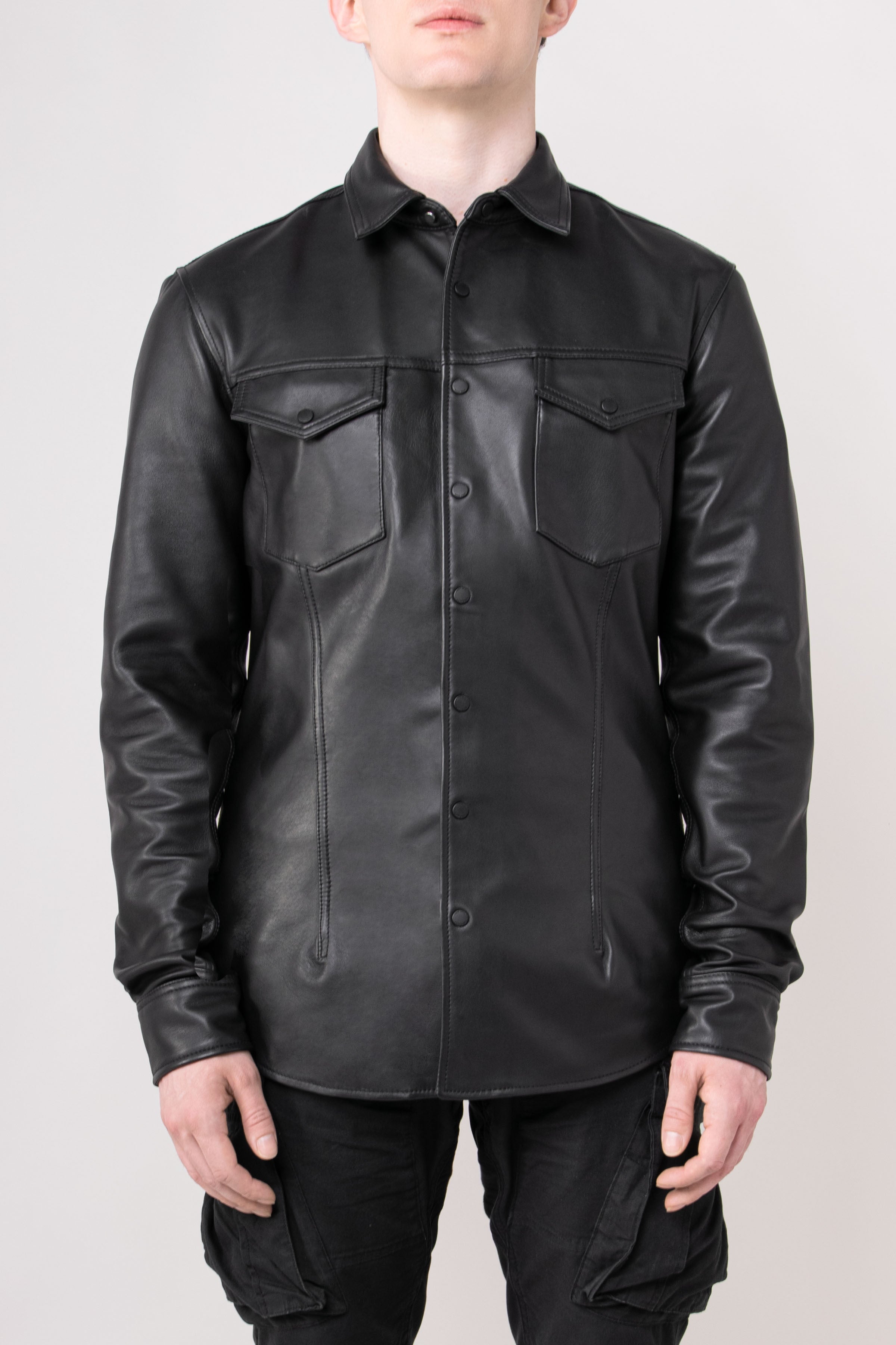 Premium BODA Genuine Leather Shirt for Men - Stylish & Durable Button-Up Shirt - Perfect for Casual Wear, Motorcycle Riding & Outdoor Adventures