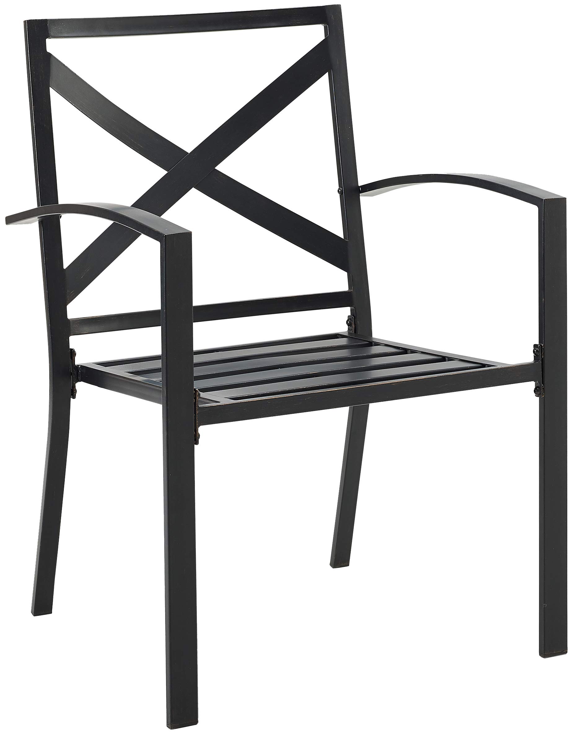 Crosley Furniture Kaplan 2-Piece Outdoor Dining Chair Set - Patio Chairs for Deck, Backyard, Garden - Oiled Bronze Metal Frame with Comfortable Oatmeal Cushions - Perfect for Outdoor Entertaining, Relaxing & Dining Al Fresco