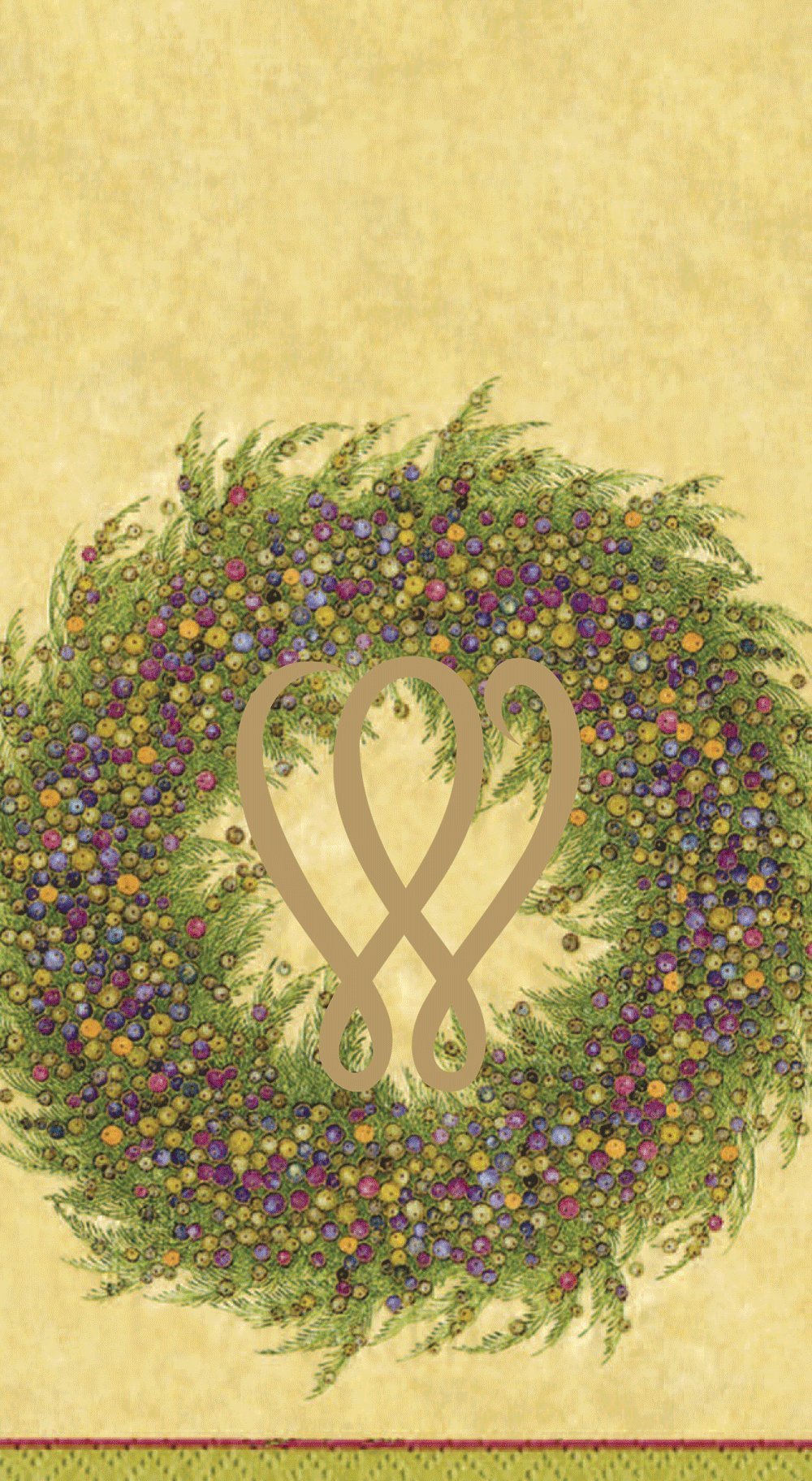 Elegant Caspari Berry Wreath Monogram Initial W Gold Paper Guest Towels - Set of 18 | Perfect for Weddings, Bridal Showers & Upscale Events