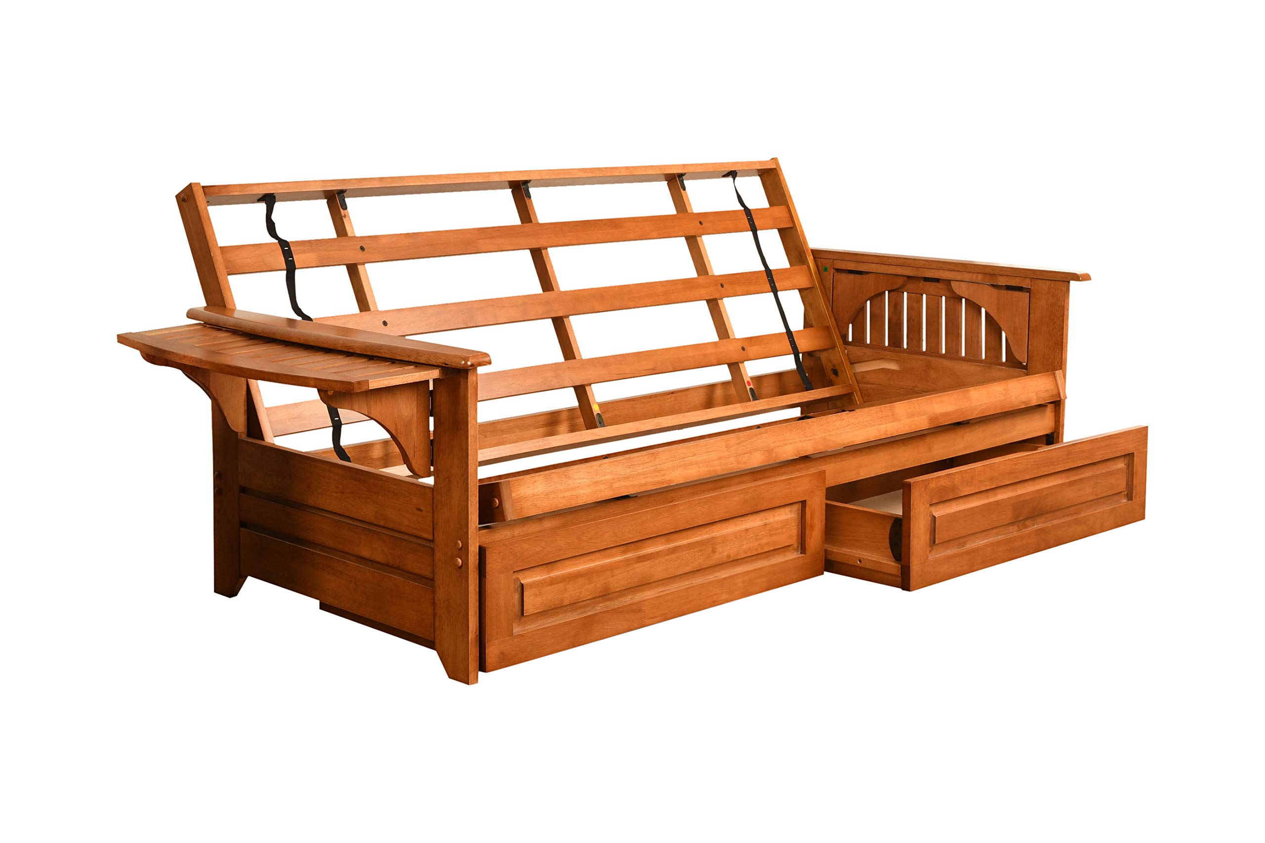 Kodiak Furniture Phoenix Full Size Futon with Storage Drawers - Frame Only (No Mattress Included) | Space-Saving Convertible Sofa Bed for Small Apartments, Guest Rooms & Dorm Living
