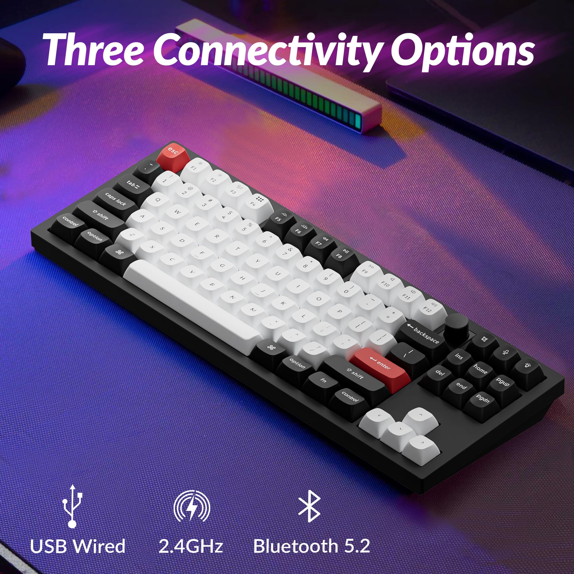 Keychron Q3 HE Wireless Custom Mechanical Keyboard - 80% TKL, Hot-Swappable, RGB Backlit with Gateron Double-Rail Magnetic Switches | 2.4GHz/Bluetooth/Wired Connectivity | QMK Rapid Trigger Programmable for Mac & Windows (Carbon Black) | Perfect for Gaming, Coding & Office Work