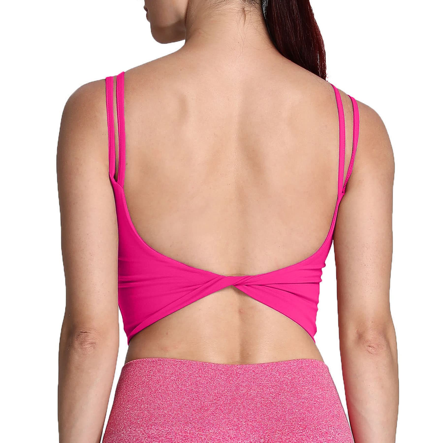 Aoxjox Women's Workout Sports Bra - Padded Backless Yoga Crop Top with Twist Back for Gym, Running & Yoga | Comfortable Fitness Camisole for Active Lifestyles