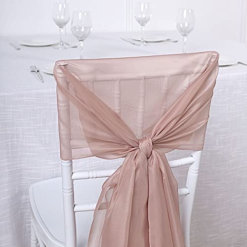 50 Dusty Rose Extra Wide Premium Chiffon Chair Sashes - Elegant Wedding Decorations for Ceremony & Reception (Chair Bows, Table Decor, Party Supplies)
