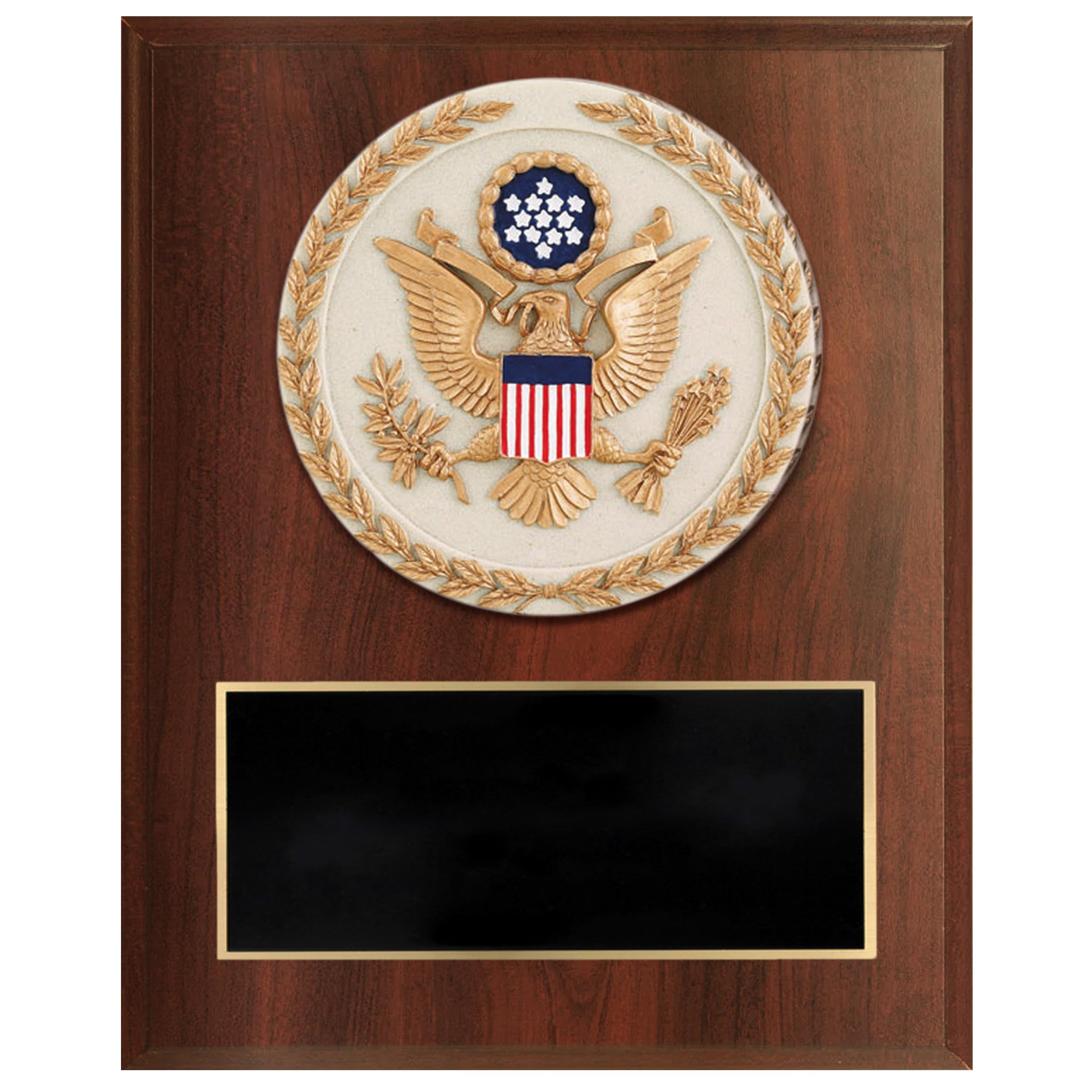 Custom Engraved Dark Cherry Plaque Award - 6x8 Inch with US Seal for Office & Events