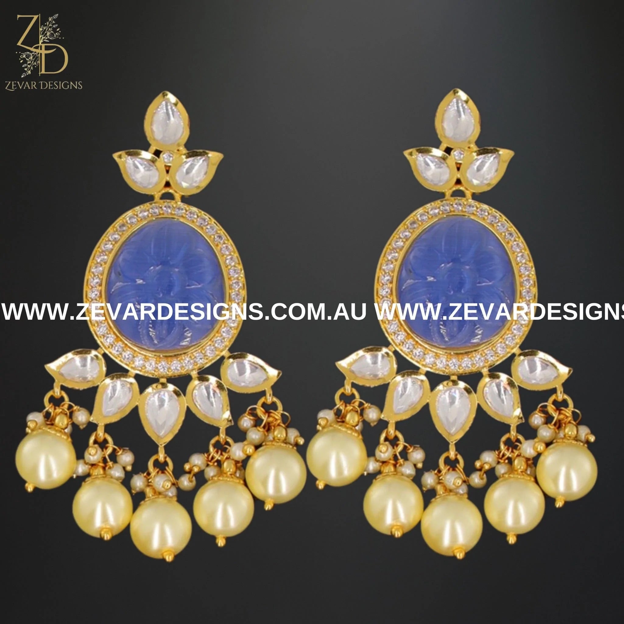 Exquisite Kundan Polki AD Earrings with Carved Violet Stone – Traditional Indian Jewelry for Weddings, Parties & Special Occasions