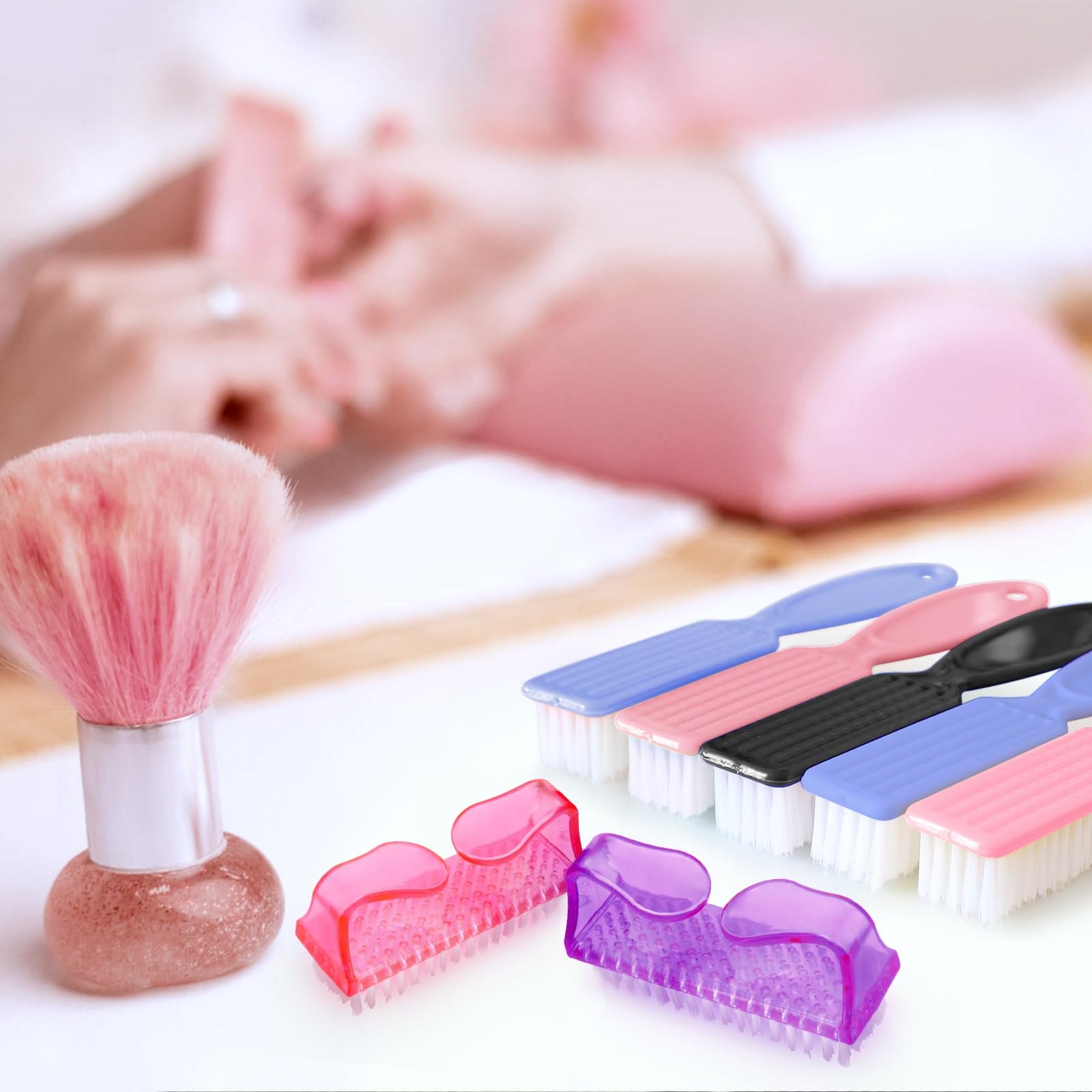 8 PCS Nail Brush Set for Cleaning Fingernails & Toenails - Ergonomic Handle Grip Nail Scrubber Brush Kit - Manicure & Pedicure Tools for Women & Men - Perfect for Home Spa, Salon & Travel Nail Care