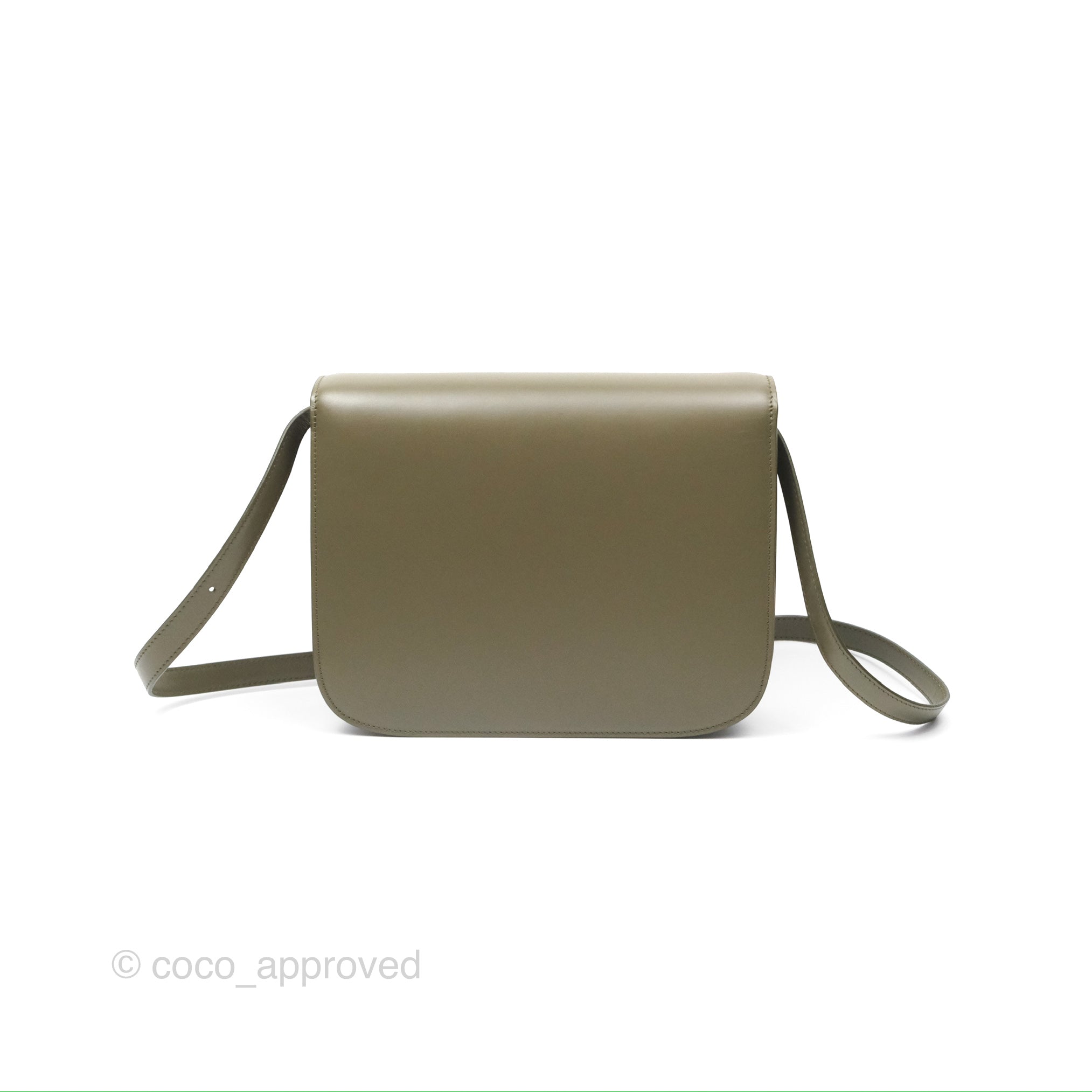 Celine Medium Classic Box Bag in Dark Olive Green Box Calfskin with Gold Hardware - Perfect for Work, Travel & Everyday Luxury