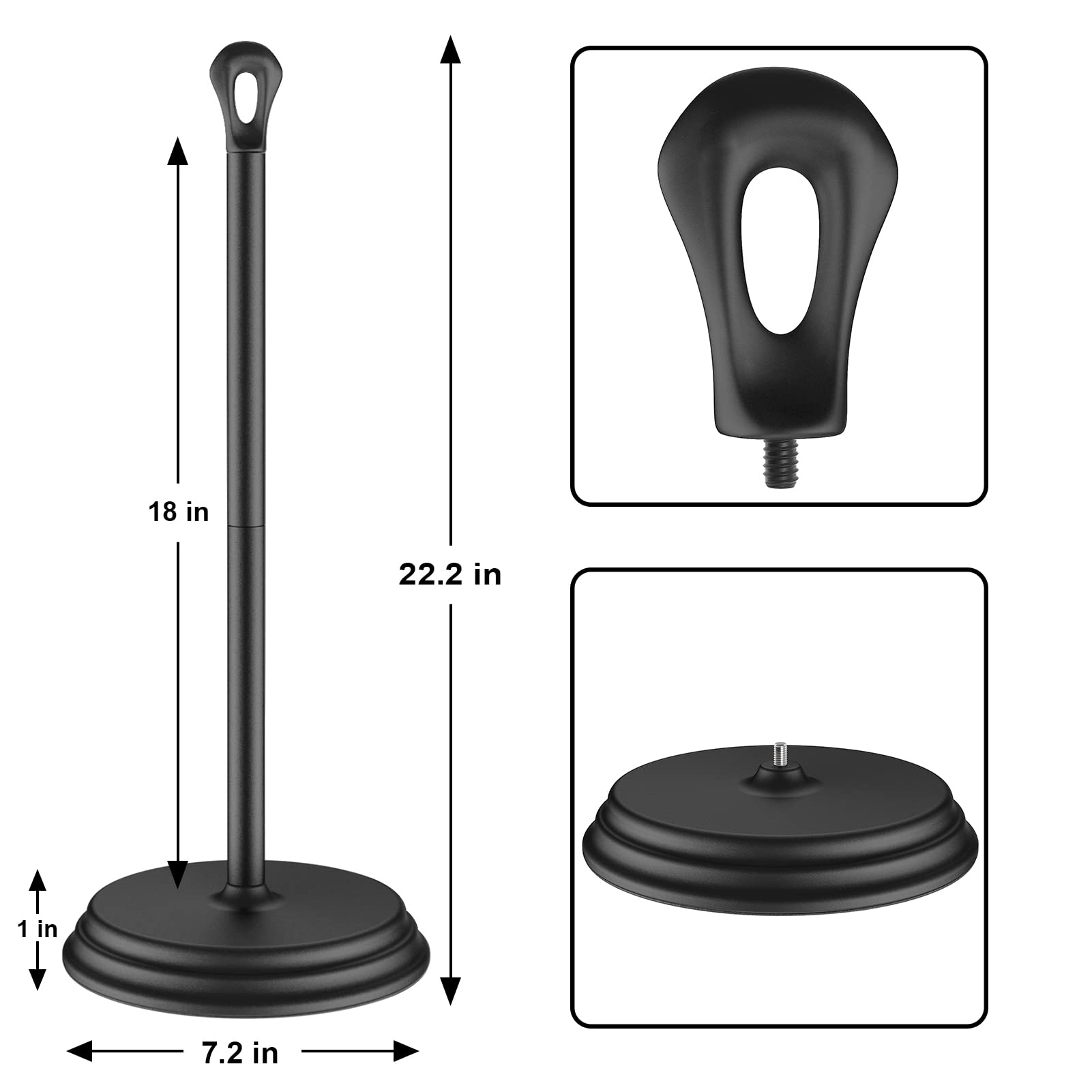 Rustproof Free Standing Toilet Paper Holder - Metal Bathroom Tissue Roll Stand Storage Organizer for Home, Office & RV - Black Bathroom Accessory for Modern & Compact Spaces