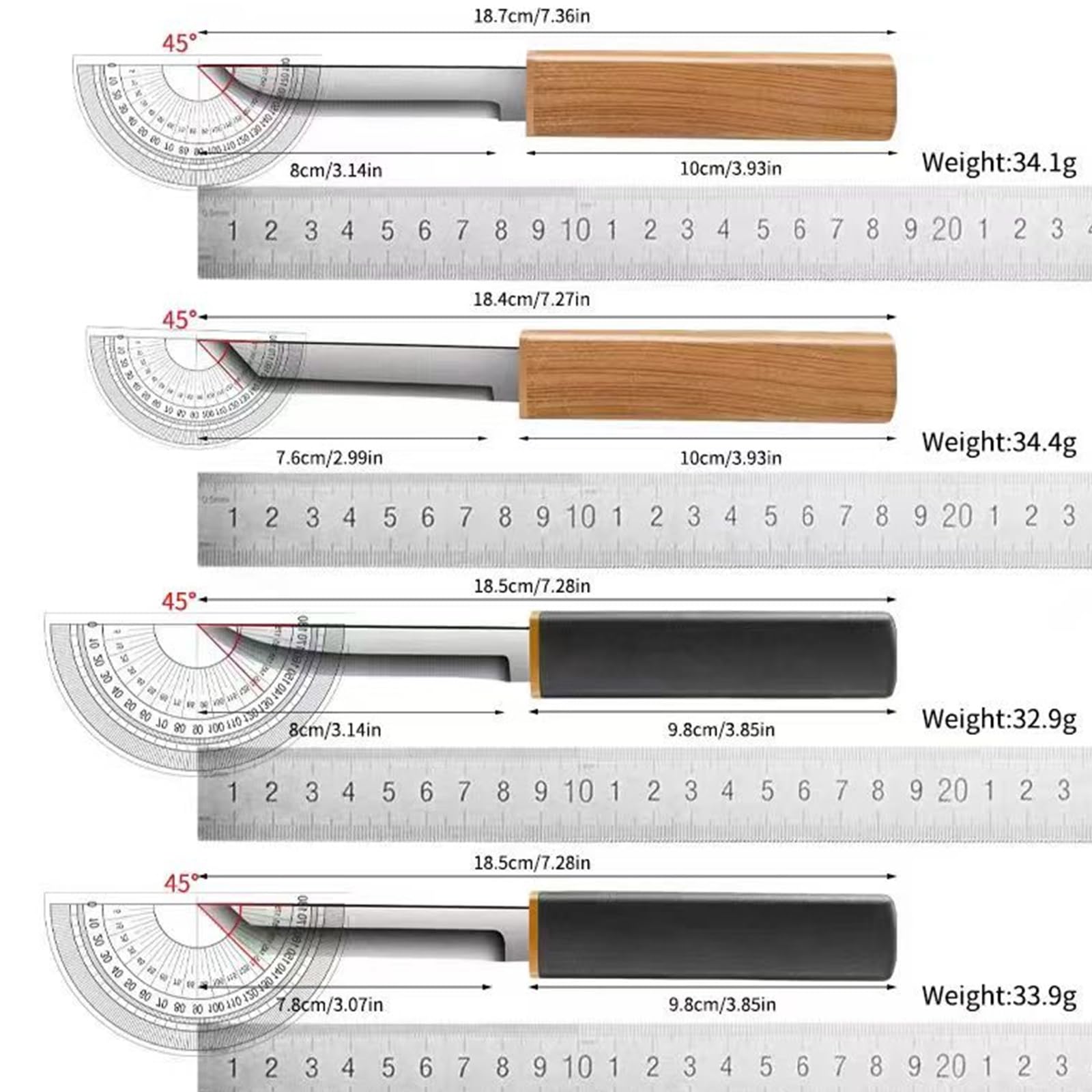Ultra Sharp Stainless Steel Paring Knife Set - Portable Straight & Curved Fruit & Vegetable Peeling Knives for Kitchen, Camping, Outdoor Use (Brown)