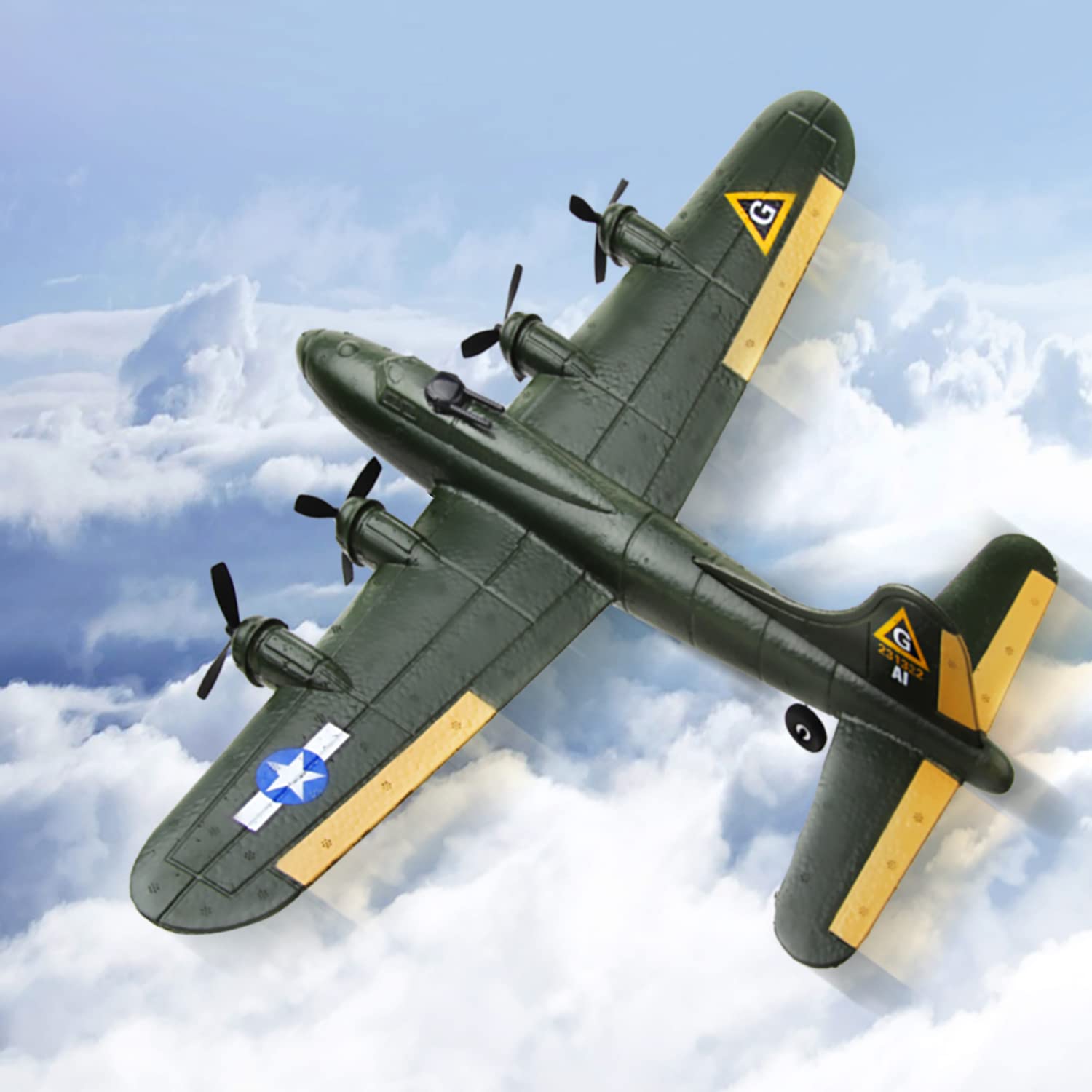 B17 RC Plane Remote Control Airplane 2.4GHz RTF with LED Lights - Easy to Fly for Beginners | Outdoor Hobby & Backyard Flying Toy