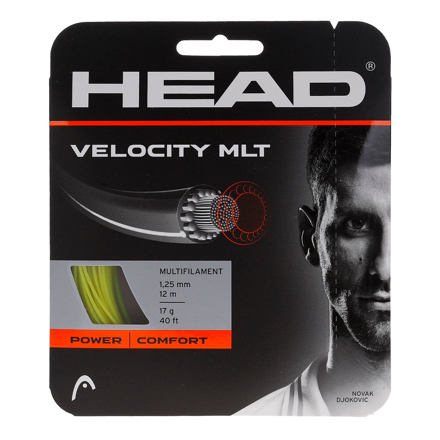 Head Velocity MLT 17/1.25 Tennis String (Yellow) - Premium Performance Tennis Racket String for Enhanced Control & Spin - Perfect for Competitive Play & Training Sessions