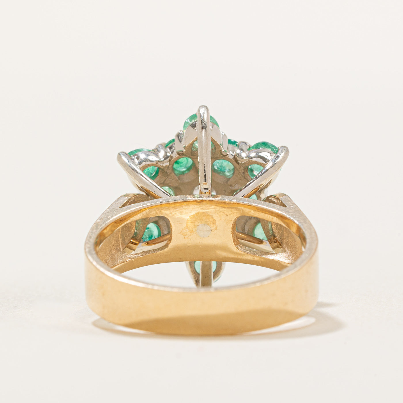 1.50ctw Emerald & Diamond Flower Cluster Ring - 0.15ct Diamond Accents | Size 6.75 | Elegant Jewelry for Weddings, Anniversaries & Special Occasions