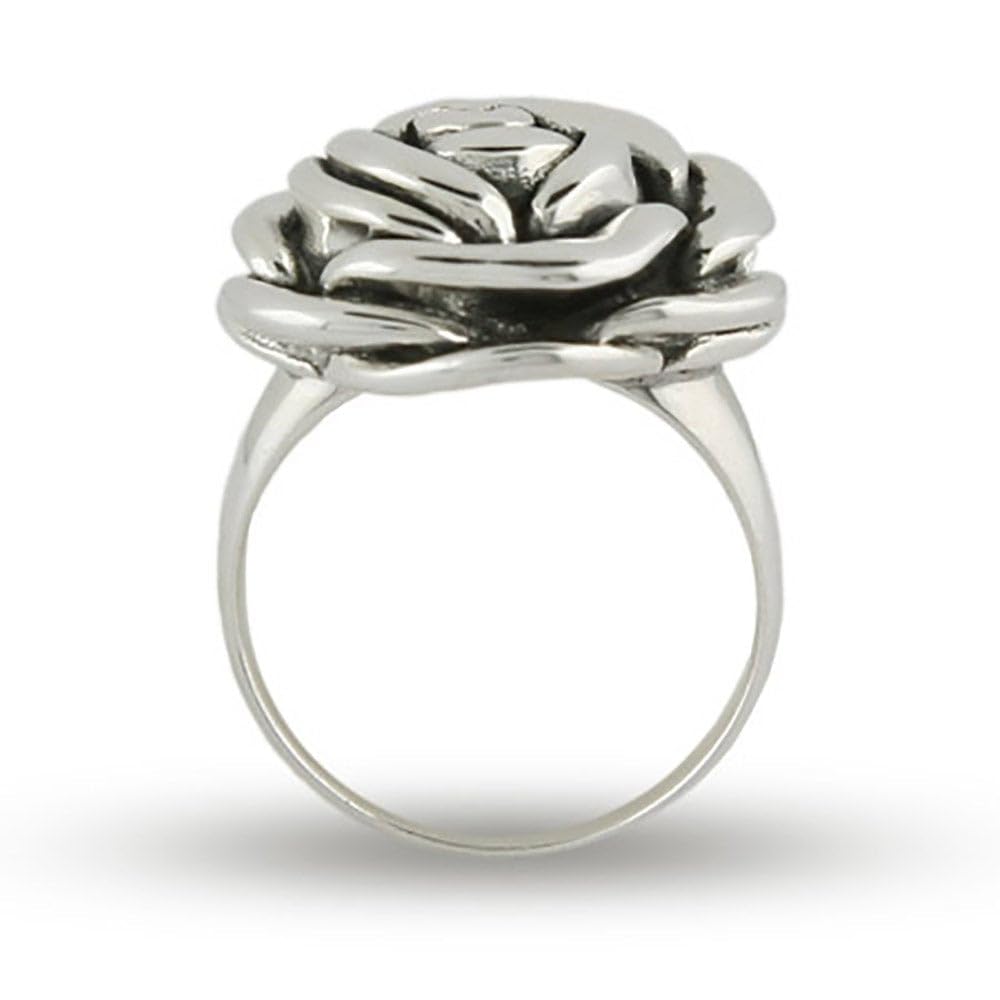 EVE'S ADDICTION Sterling Silver Rose Ring for Women - Elegant Fashion Jewelry Gift for Mom, Wife, Girlfriend - Perfect for Valentine's Day, Anniversary & Special Occasions