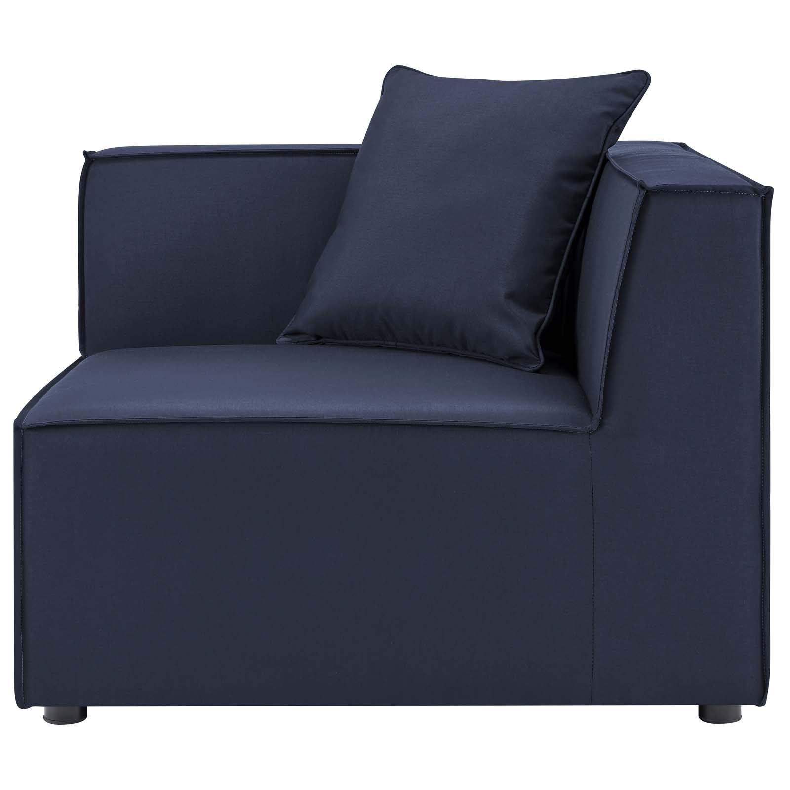 Modway EEI-4385-NAV Navy Blue 6-Piece Outdoor Patio Sectional Sofa Set with Upholstered Cushions - Water-Resistant Fabric for Backyard, Poolside & Garden Relaxation