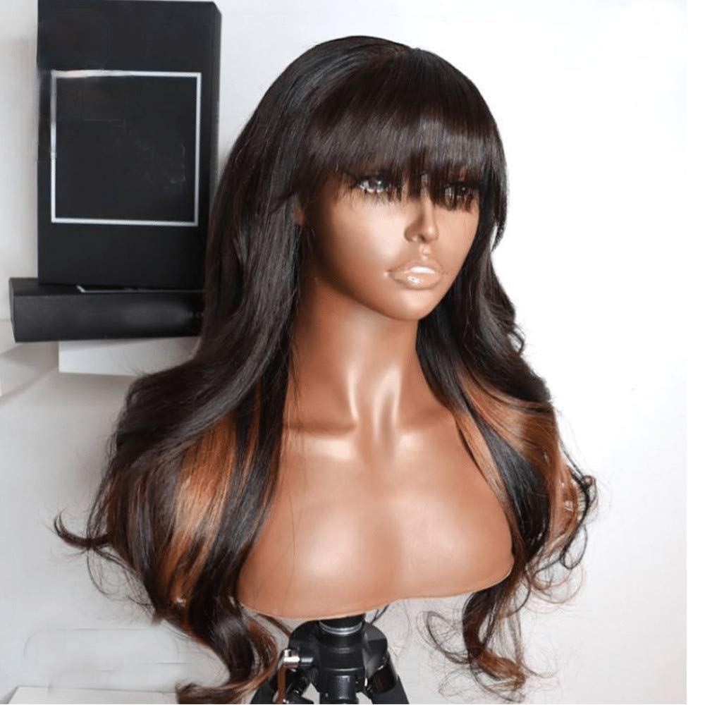 Brazilian Human Hair Wig with Bangs - 20