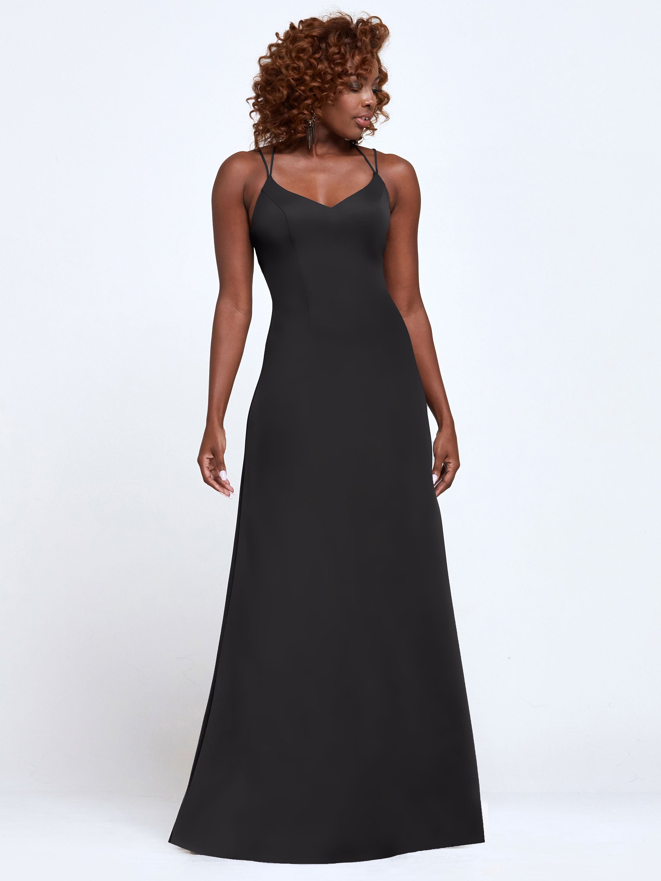Elegant 83045 Double Knit A-Line Bridesmaid Dress with Adjustable Spaghetti Straps - Perfect for Weddings, Formal Events & Special Occasions
