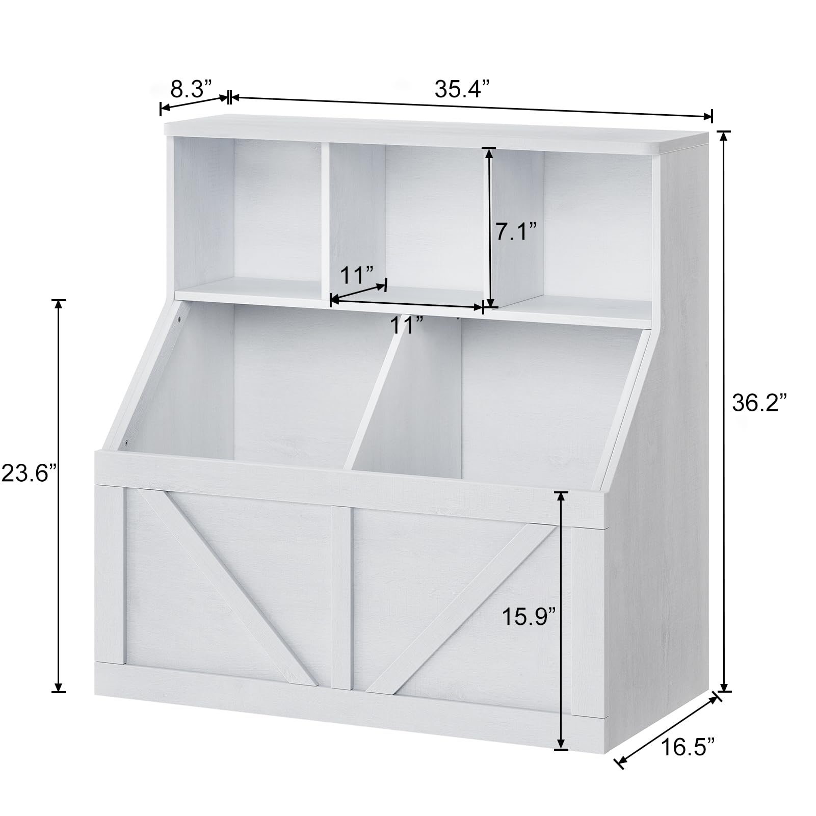 IDEALHOUSE Kids Bookshelf and Toy Storage Organizer - Sturdy Wooden Bookshelf for Toddlers, Perfect for Playroom, Bedroom, Nursery, Classroom & Daycare - Organize Toys, Books & Learning Materials for Kids